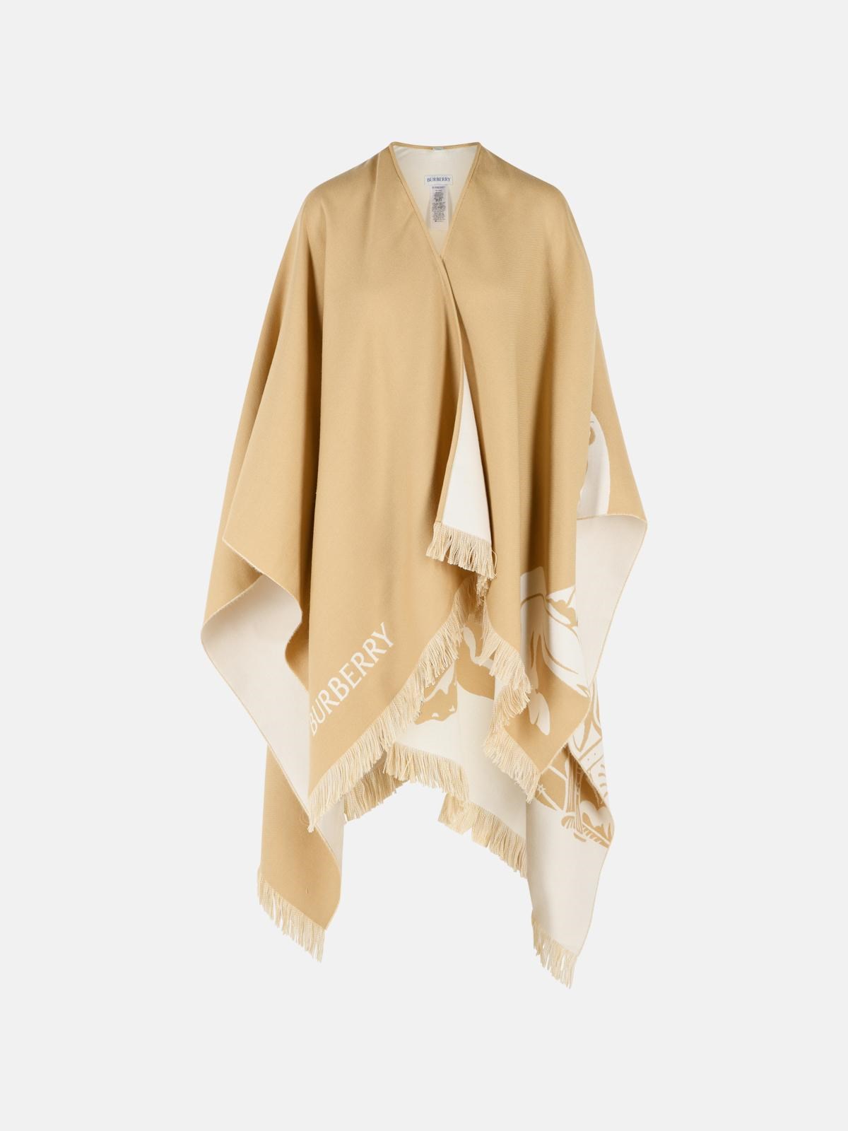 Burberry BURBERRY 'Ekd' Beige Wool And Silk Cape　BURBERRY 'Ekd' ベージュ ウール & シルク ケープ