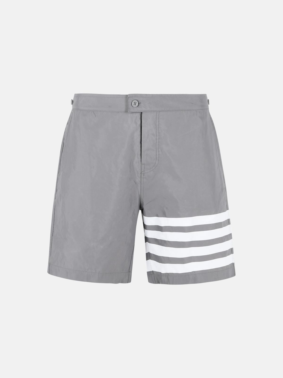 THOM BROWNE 'Swim Tech 4 Bar' Grey Nylon Swimsuit　THOM BROWNE スイム テック 4 バー グレー ナイロン 水着 THOM