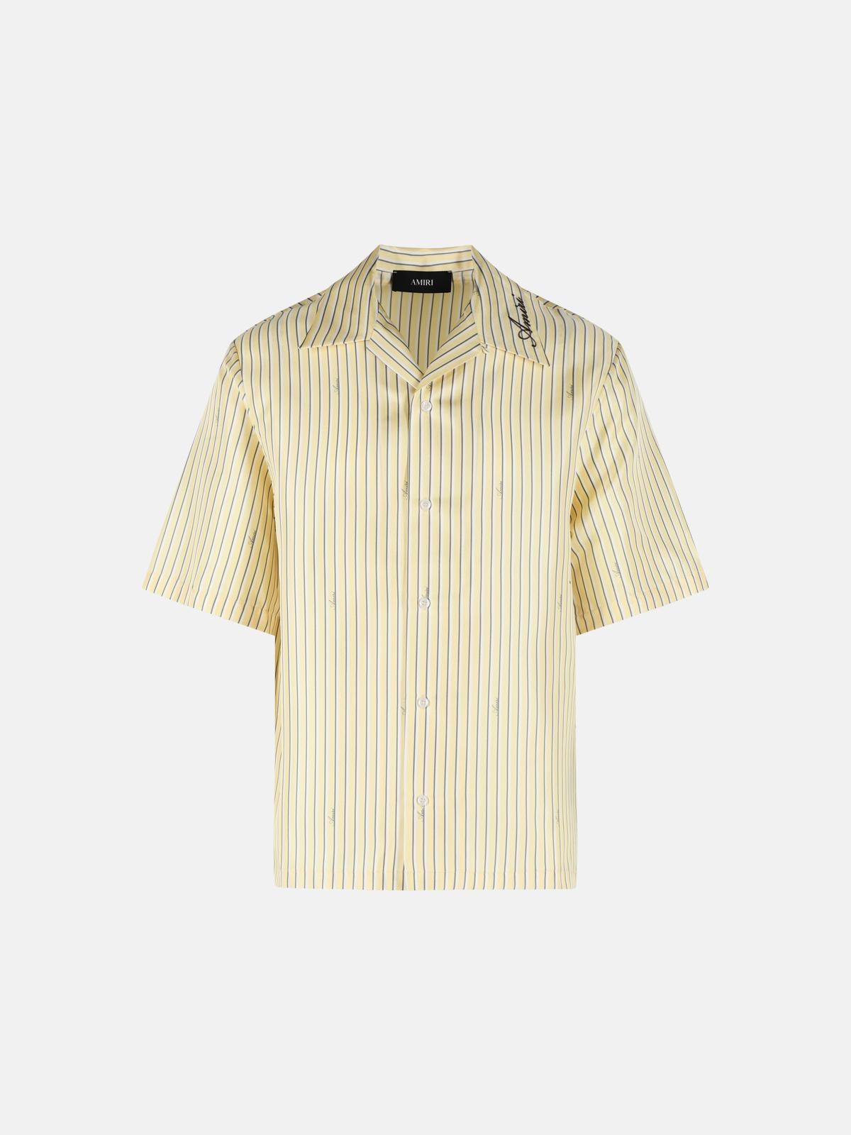 AMIRI 'Amiri Script Bowling' Yellow Silk Shirt　AMIRI 「Amiri Script Bowling」 イエロー シルク シャツ AMIRI