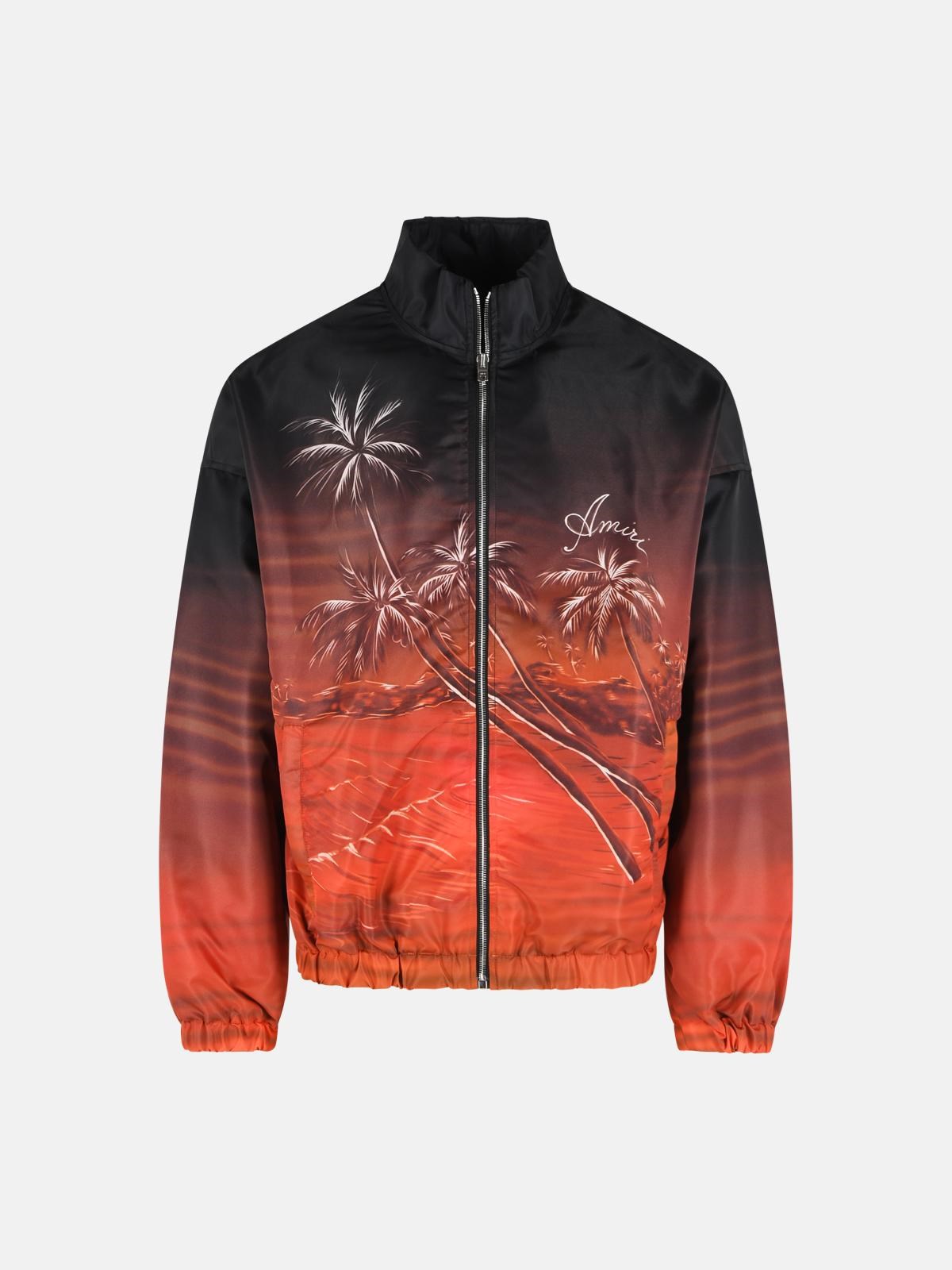 AMIRI 'Palms' Bomber Jacket In Black And Orange Polyamide