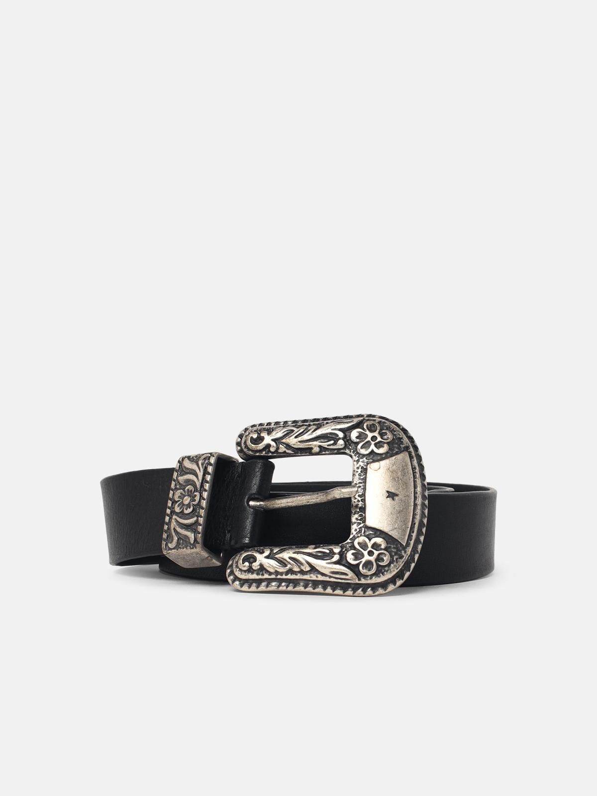 GOLDEN GOOSE 'Lace' Black Leather Belt
