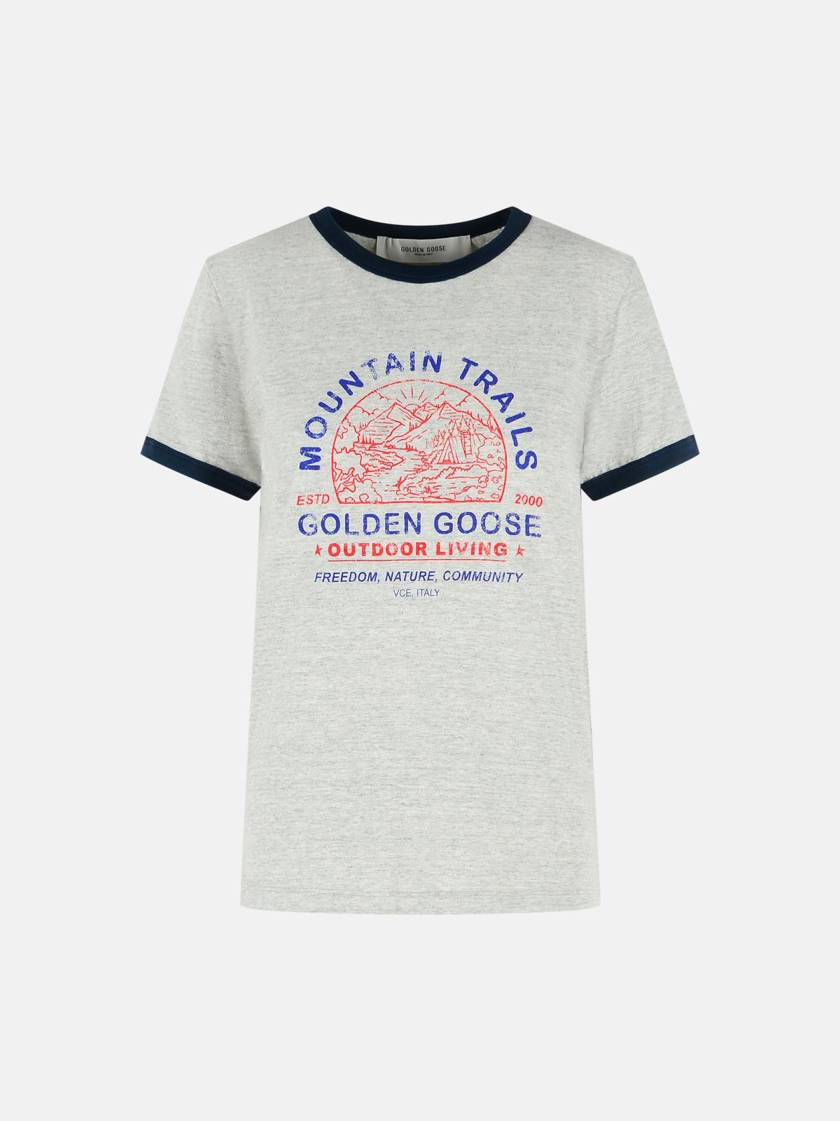 GOLDEN GOOSE 'Journey' Grey Cotton T-Shirt