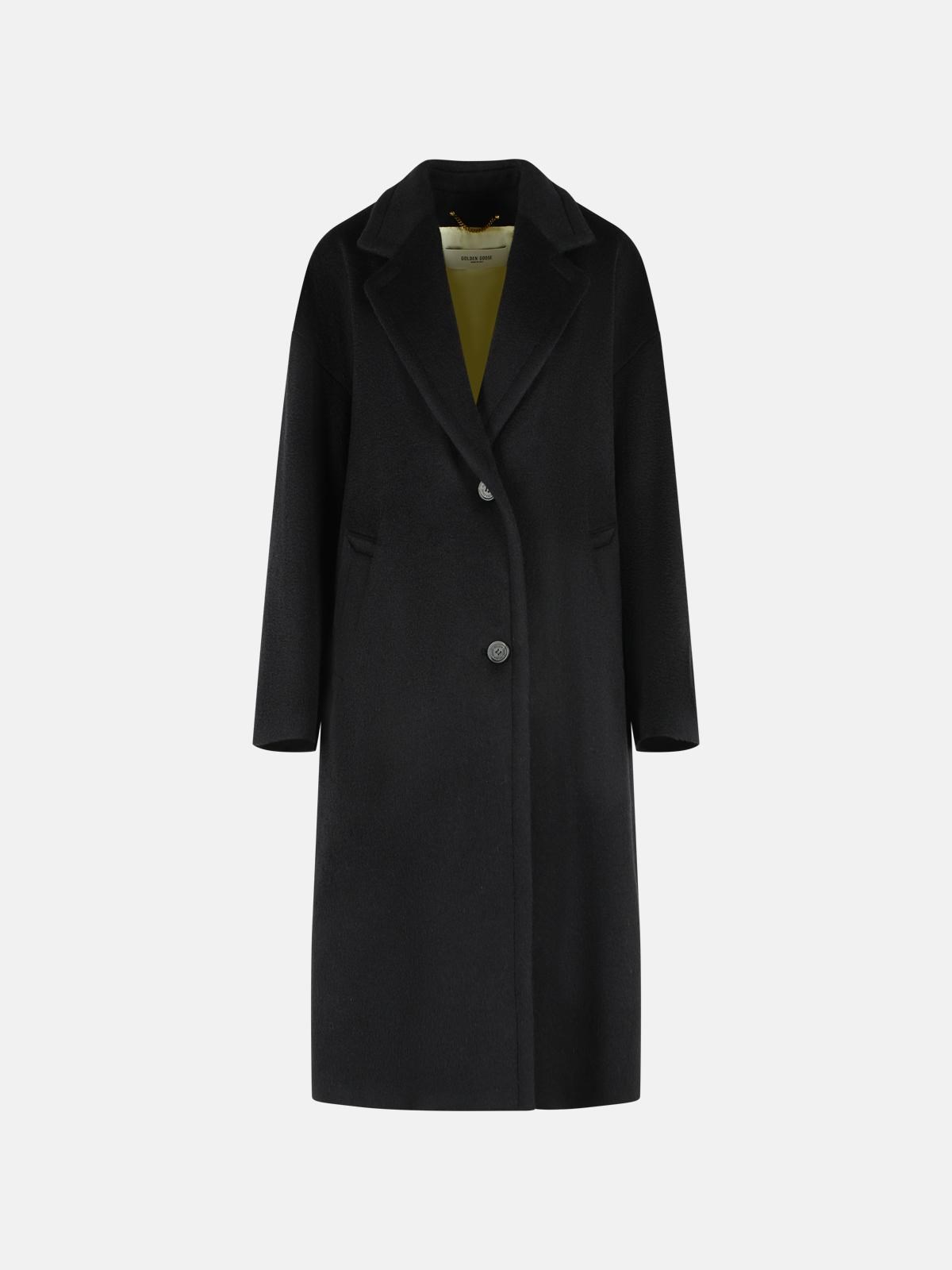 GOLDEN GOOSE 'Cocoon' Single-Breasted Black Virgin Wool Blend Coat