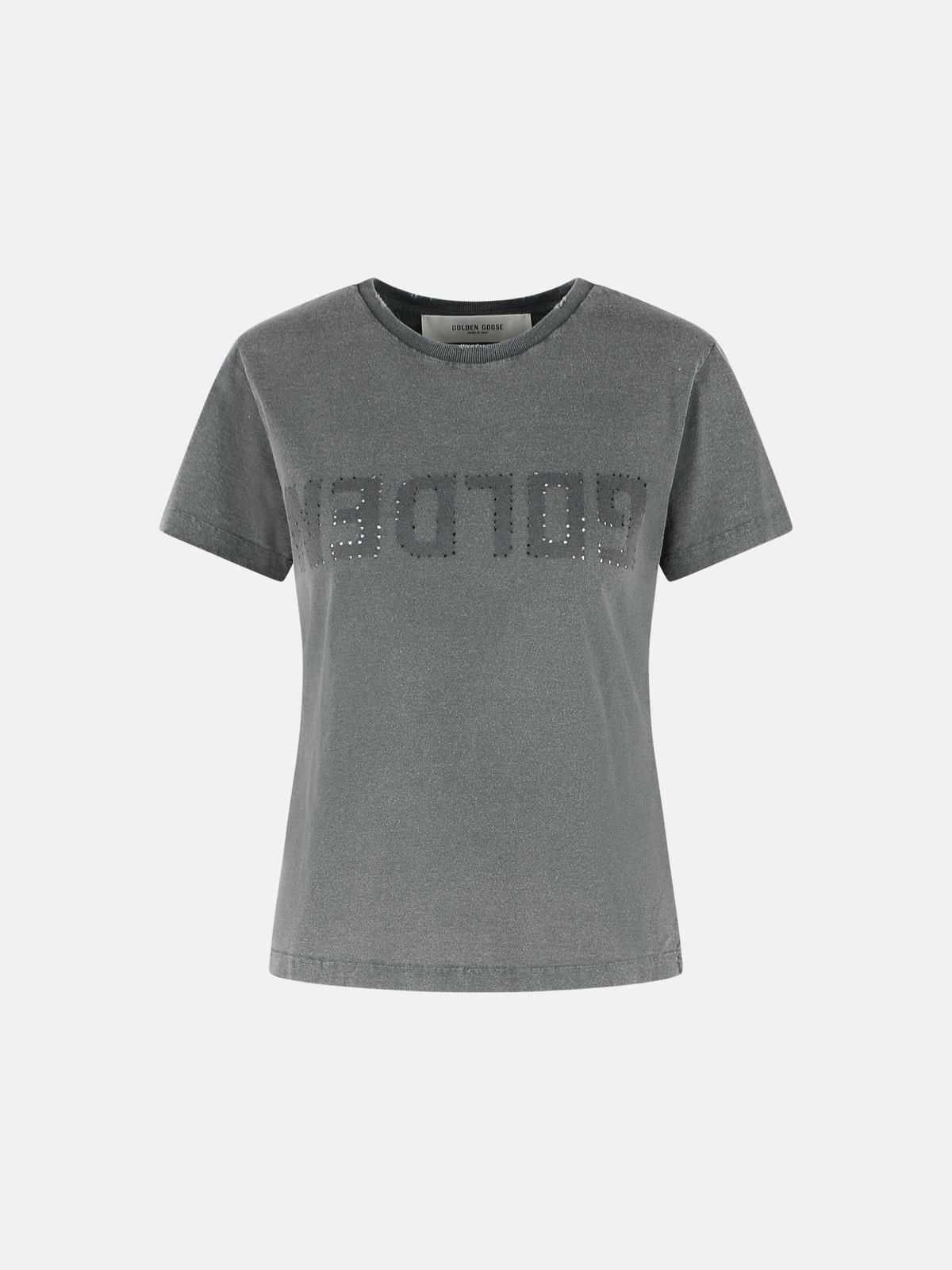 GOLDEN GOOSE 'Doris' Slim Grey Cotton T-Shirt