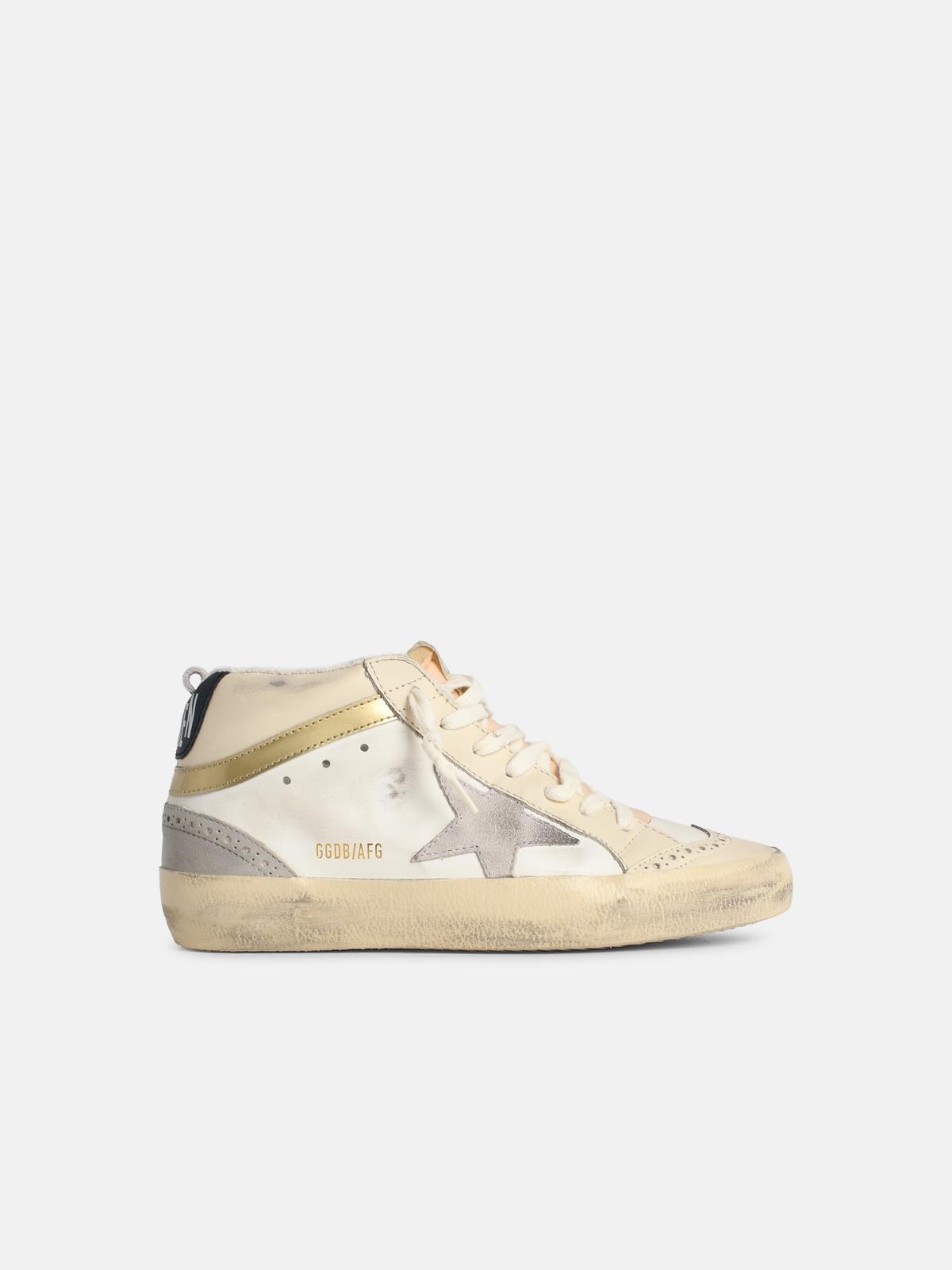GOLDEN GOOSE 'Mid Star Double Quarter' White Pele Sneakers