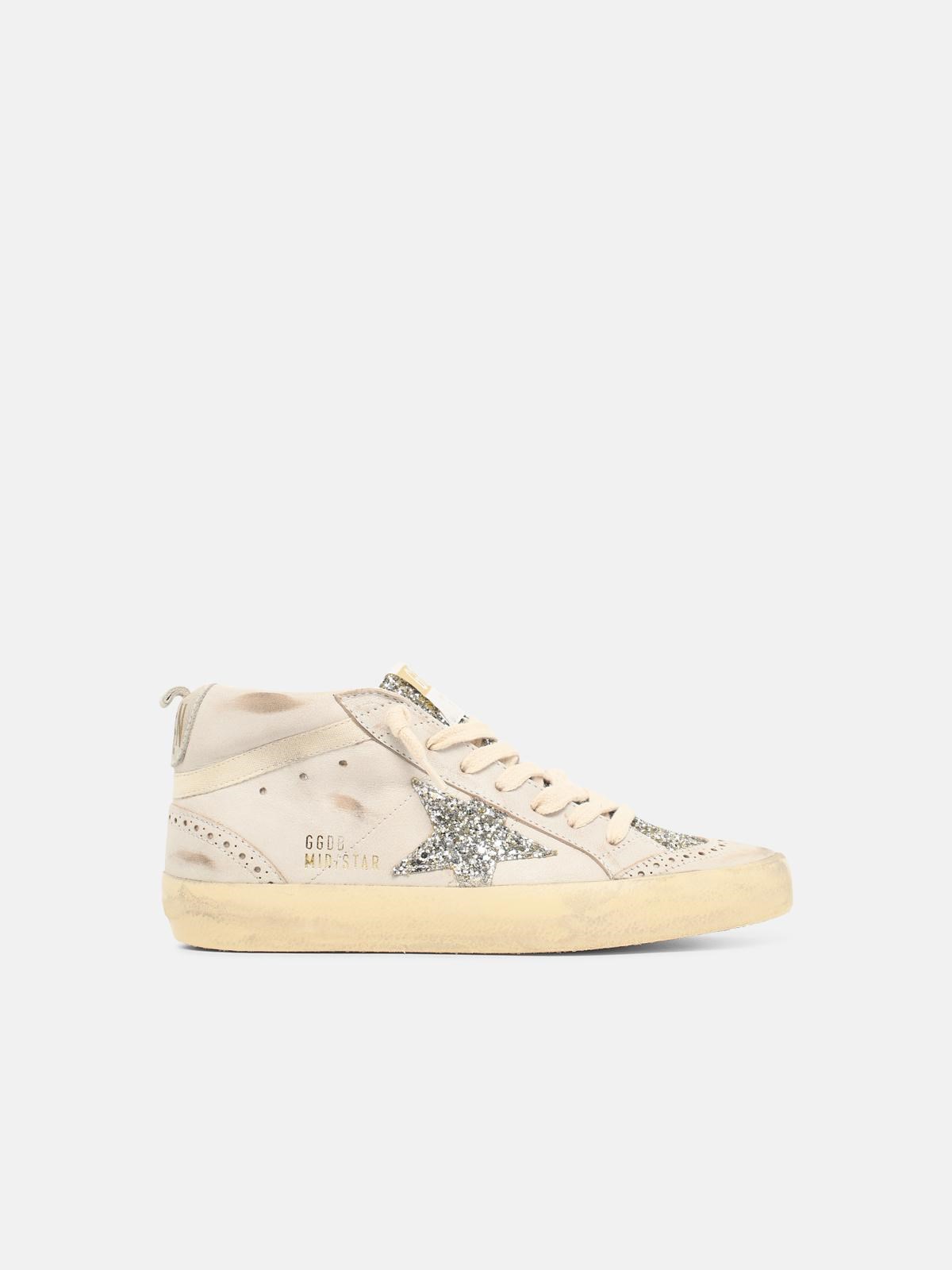 GOLDEN GOOSE 'Mid Star Classic' Beige Leather Sneakers
