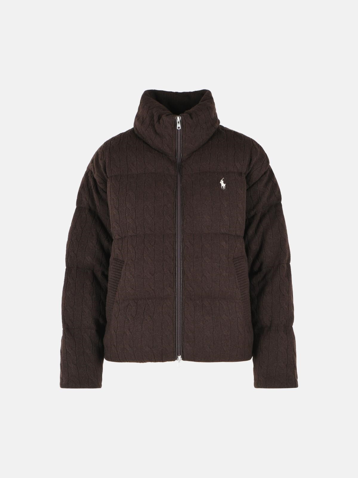 POLO RALPH LAUREN Brown Wool And Cashmere Down Jacket