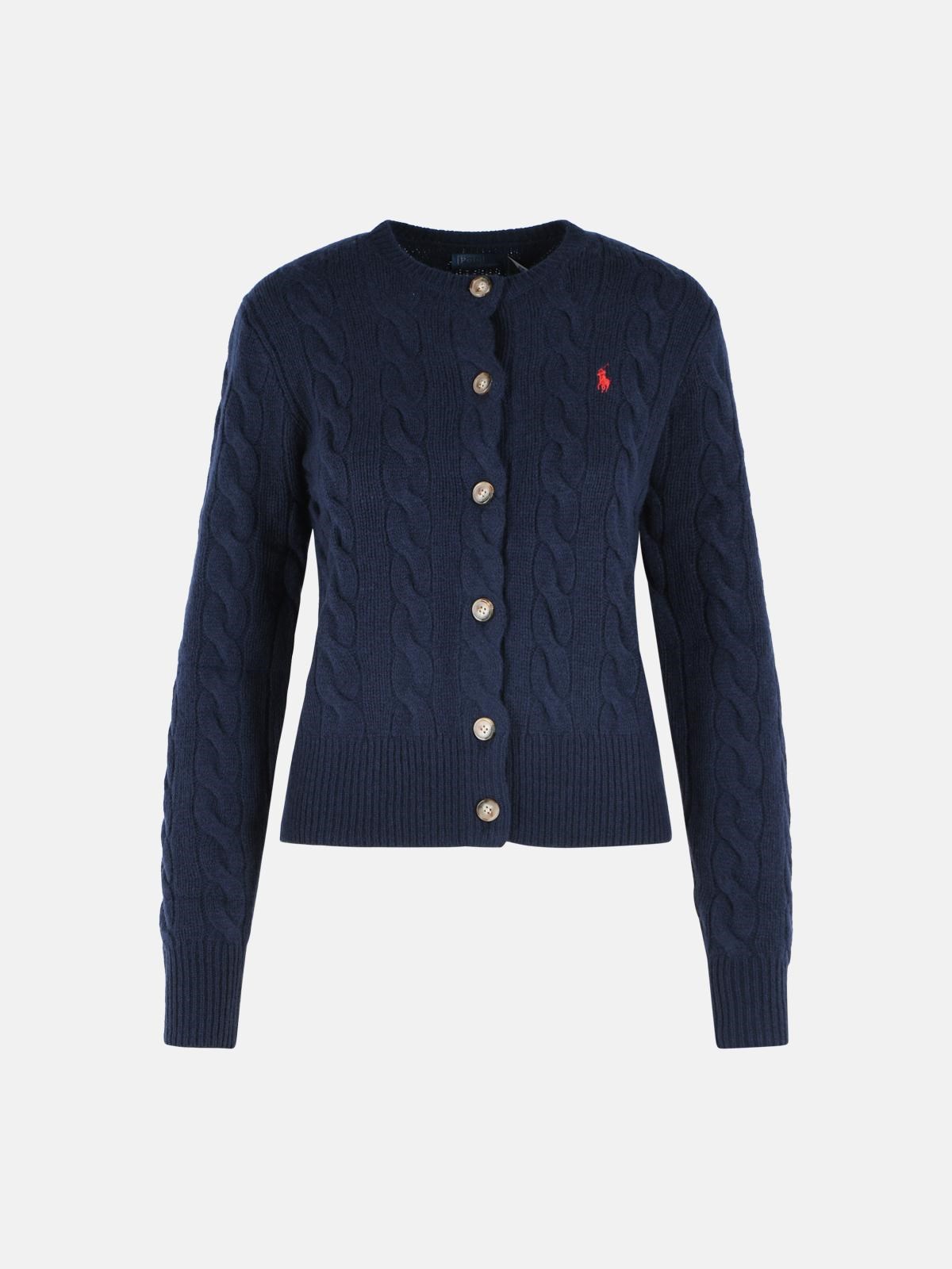 Polo Ralph Lauren Sweater In Wool And Navy Cashmere