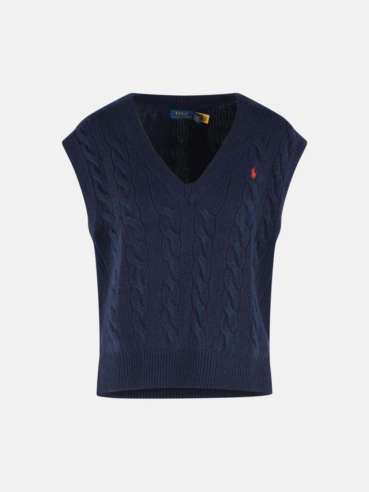 Polo Ralph Lauren Navy Wool And Cashmere Vest