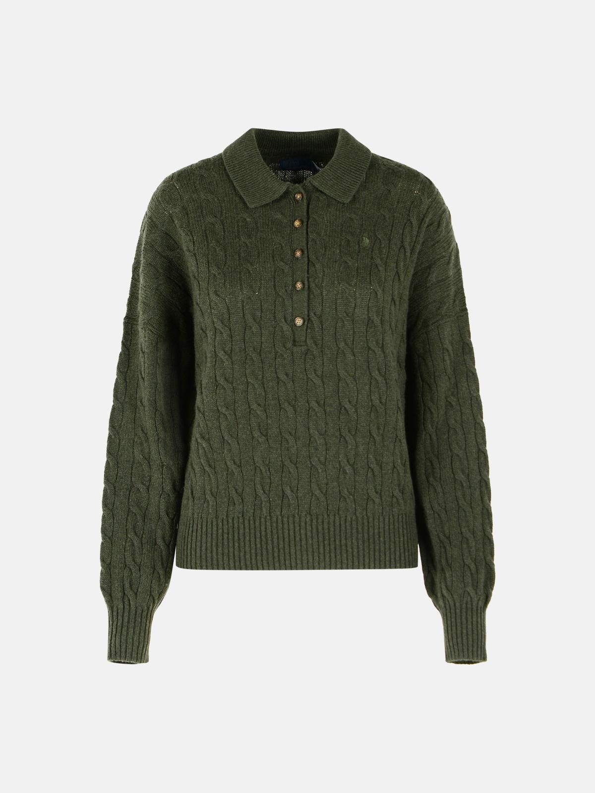 Polo Ralph Lauren Green Cashmere And Wool Polo Shirt