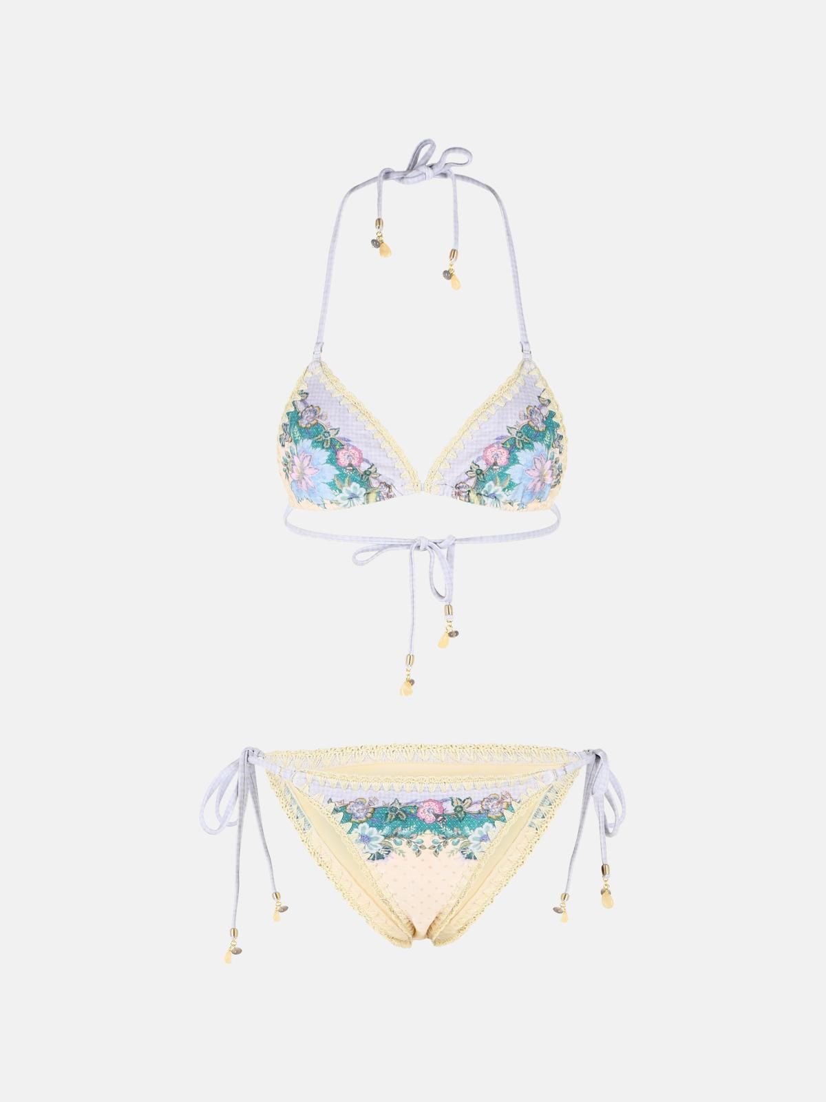 Zimmermann ZIMMERMANN Bikini With 'Indra' Crochet Detail In Cream Nylon Blend　ZIMMERMANN クリームナイロンブレンドの「インドラ」かぎ針編みディテール付きビキニ