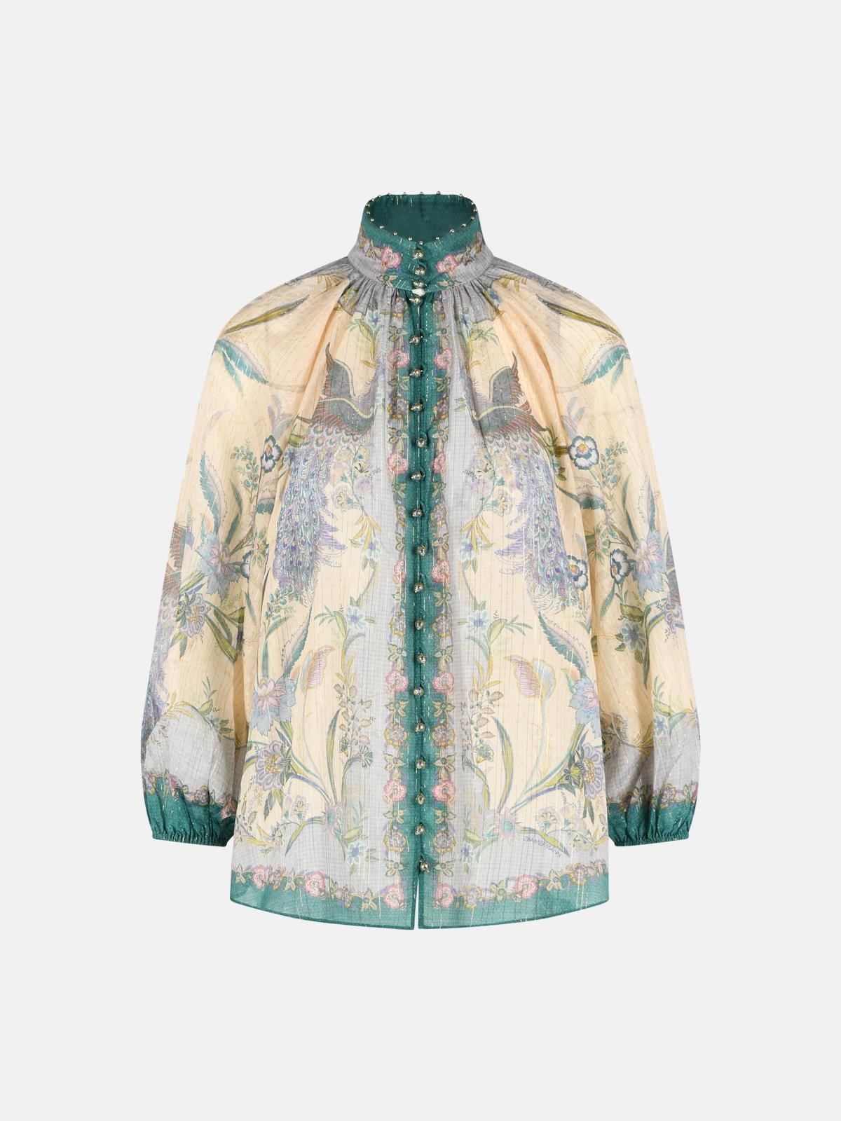 ZIMMERMANN 'Indra Billow' Cream Cotton Blend Blouse ZIMMERMANN