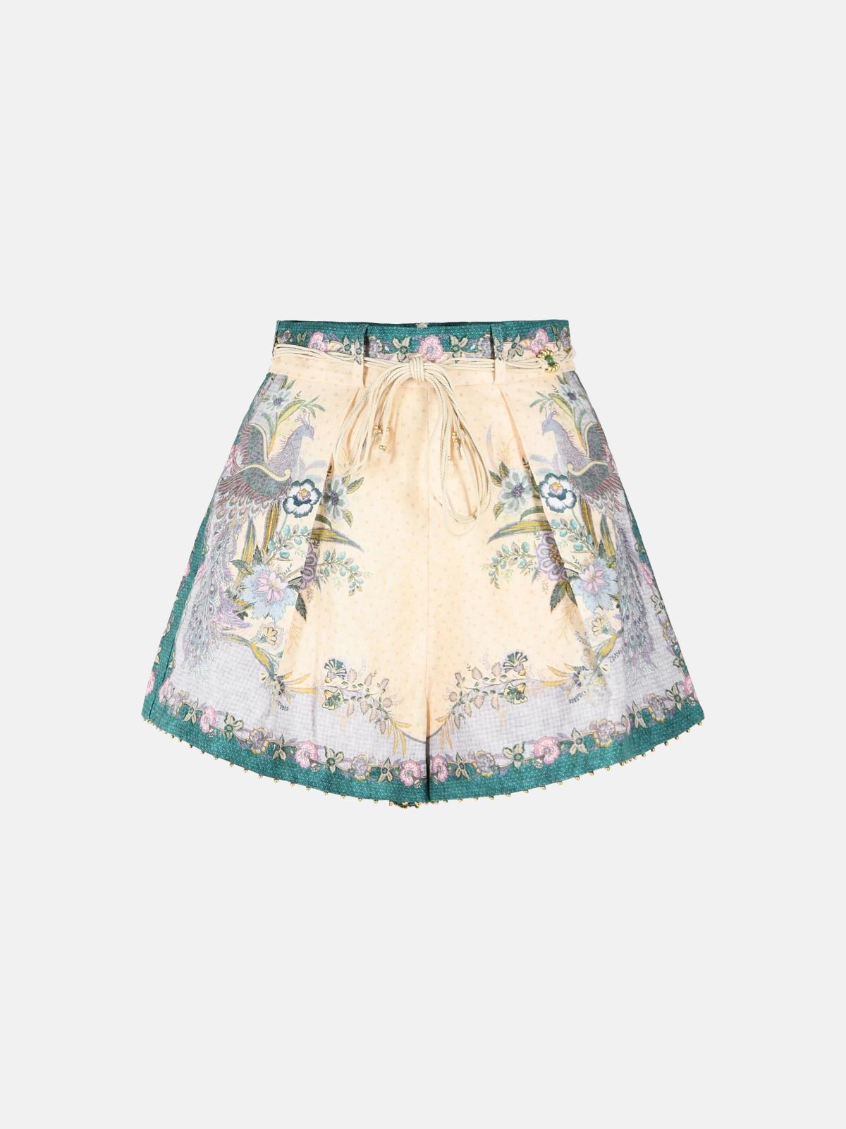 Zimmermann ZIMMERMANN 'Indra Tuck' Cream Linen Shorts　ZIMMERMANN インドラ タック クリーム リネン ショーツ
