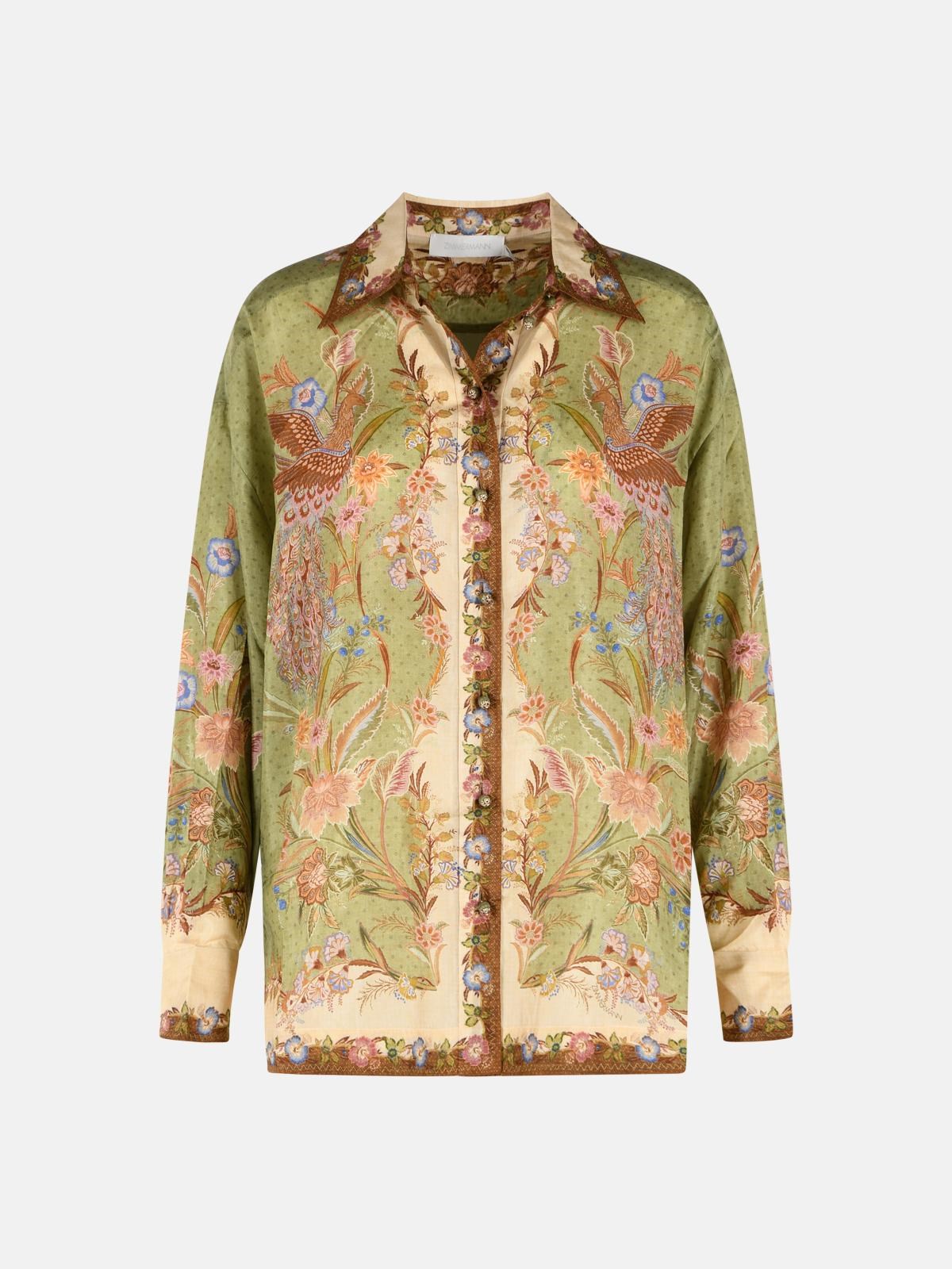 ZIMMERMANN 'Indra' Khaki Silk Shirt ZIMMERMANN