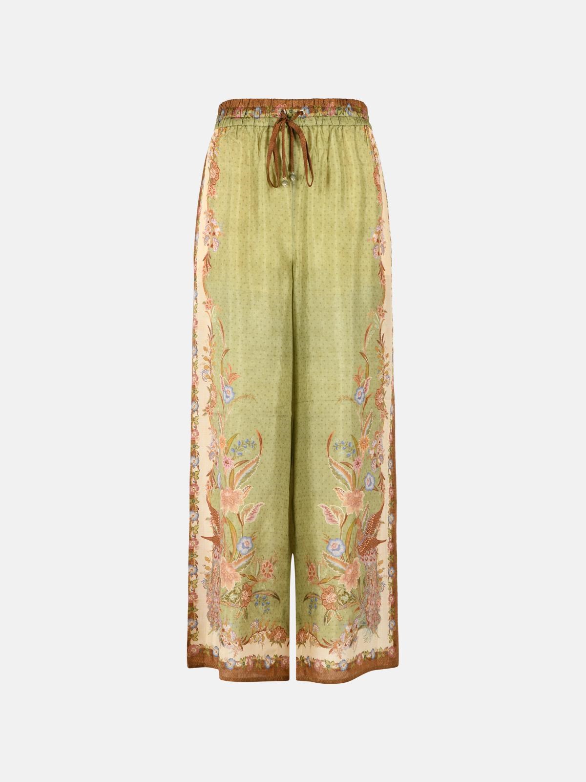 ZIMMERMANN Indra' Khaki Silk Pants　ZIMMERMANN インドラ カーキ シルク パンツ ZIMMERMANN