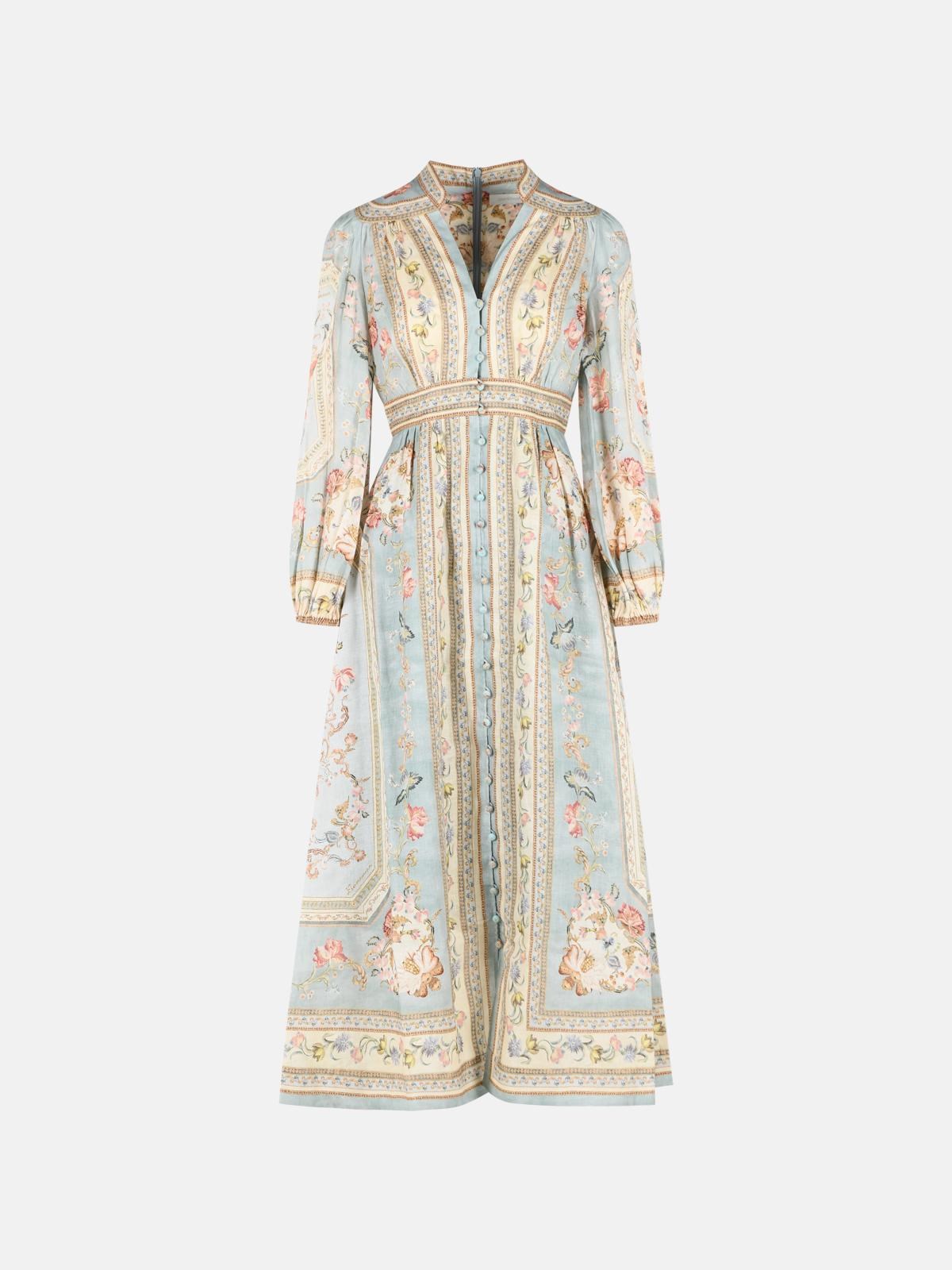 Zimmermann 'roselight' Light Blue Linen Midi Dress