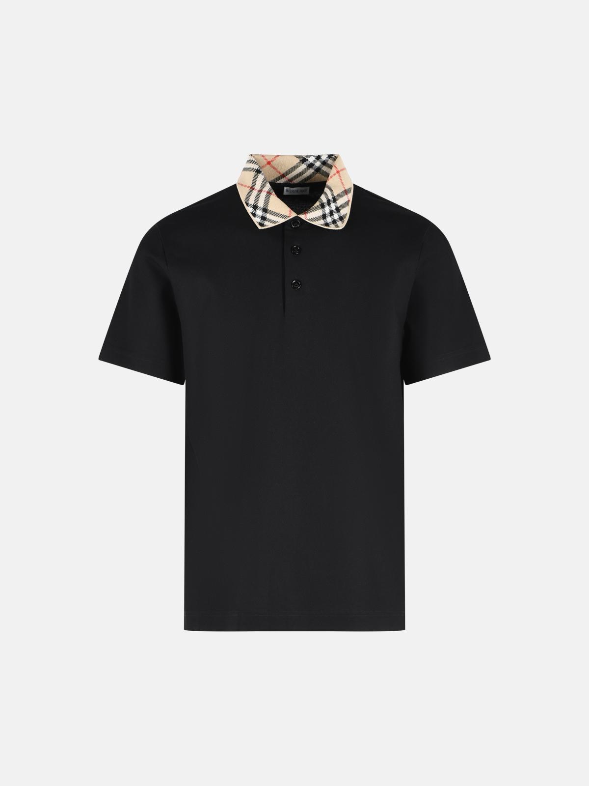 BURBERRY 'Evan' Black Cotton Polo Shirt