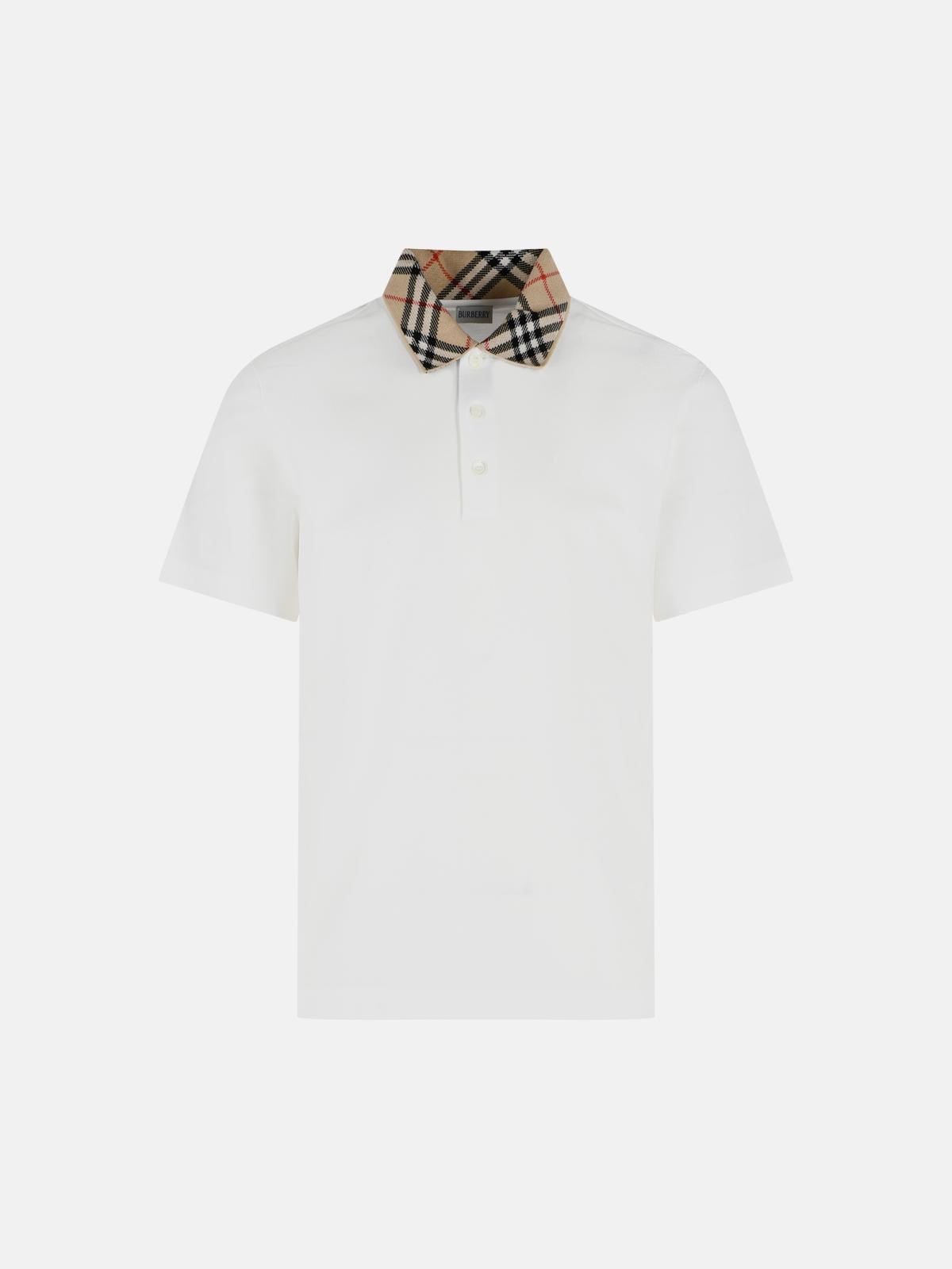 BURBERRY 'Evan' White Cotton Polo Shirt