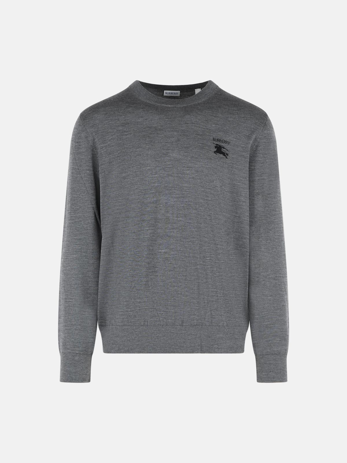 BURBERRY 'Easton' Grey Wool Sweater　BURBERRY 'Easton' グレー ウール セーター BURBERRY