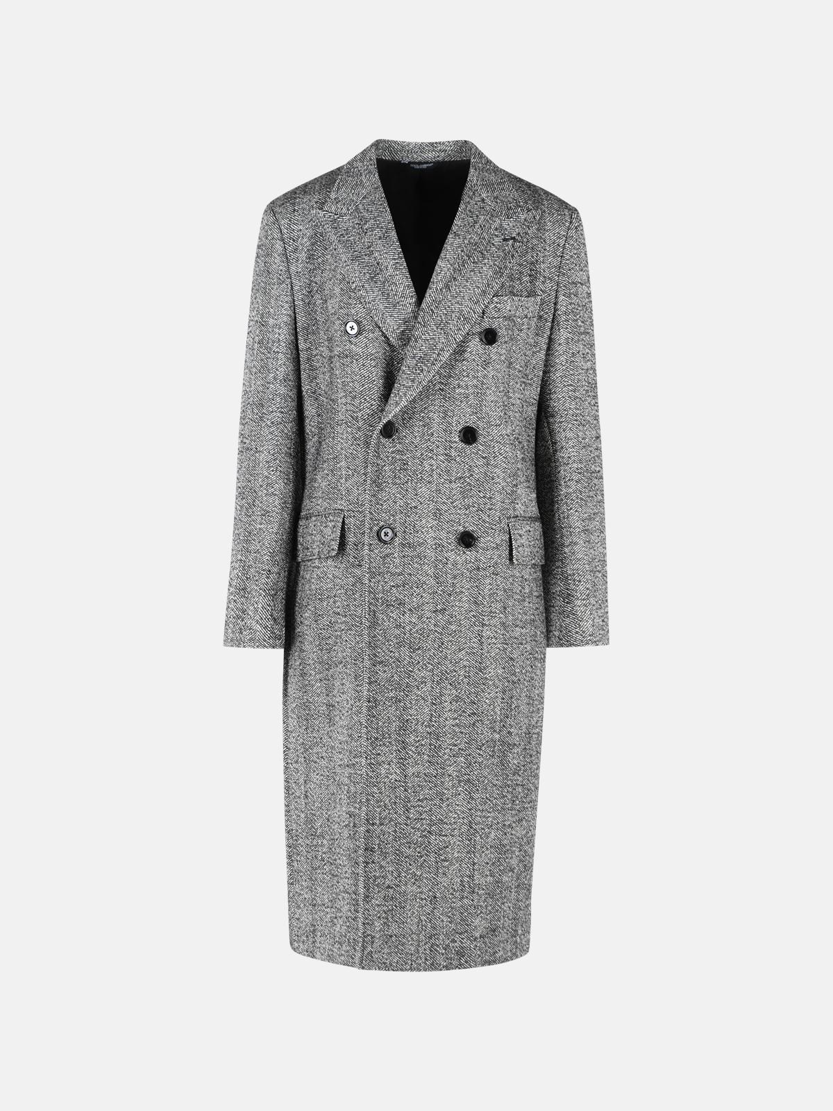 DOLCE & GABBANA 'Fantasia' Long Grey Virgin Wool Coat