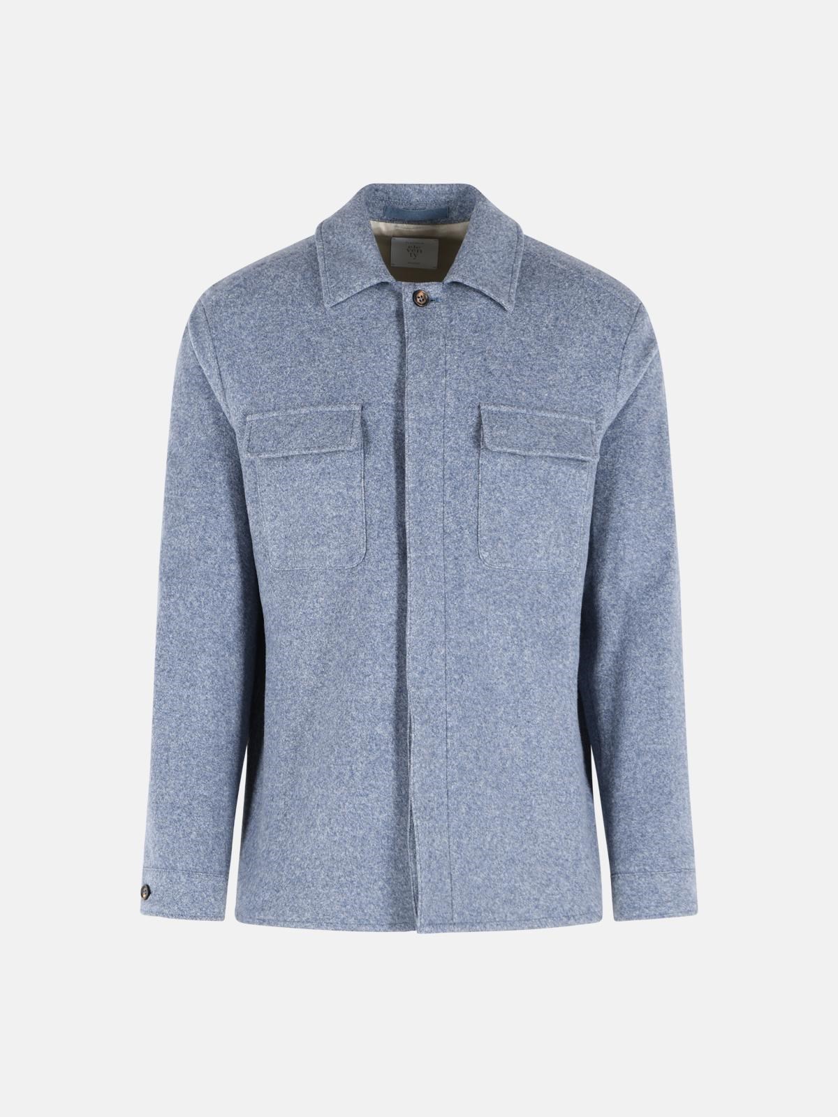 ELEVENTY Light Blue Cotton And Wool Overshirt