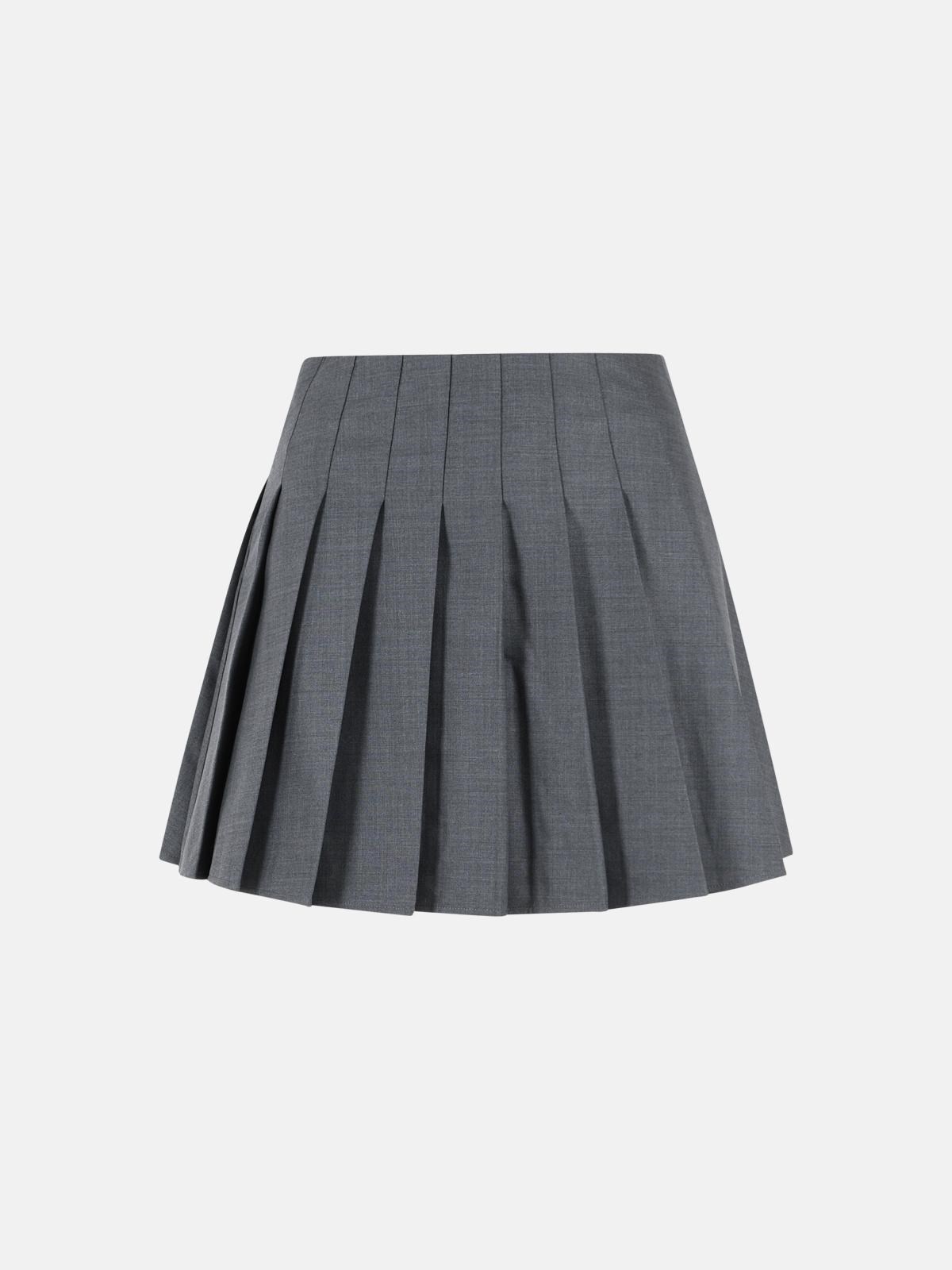 SELF PORTRAIT Grey Wool Blend Pleated Miniskirt