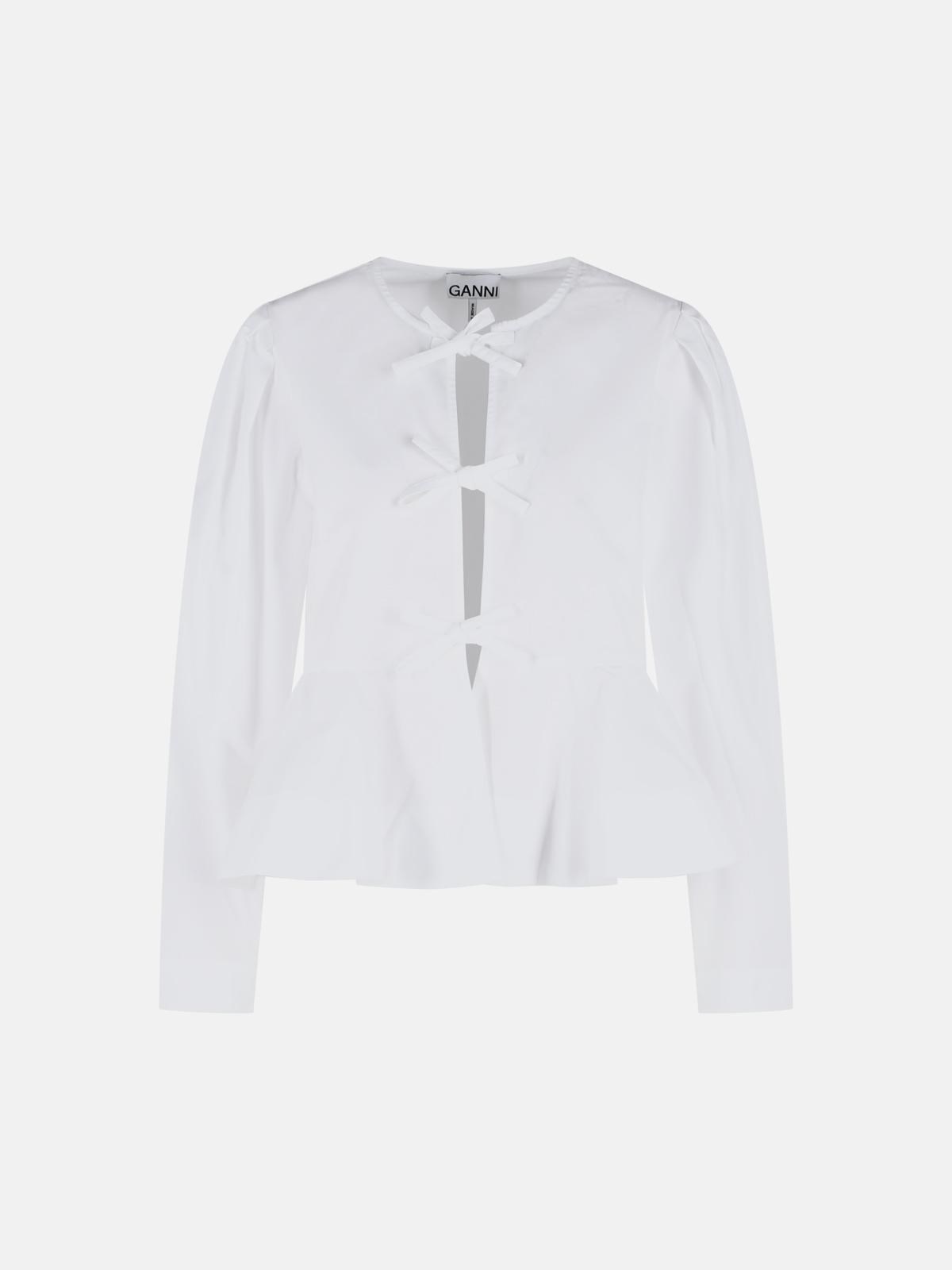 GANNI White Cotton Blouse　GANNI ホワイト コットン ブラウス GANNI