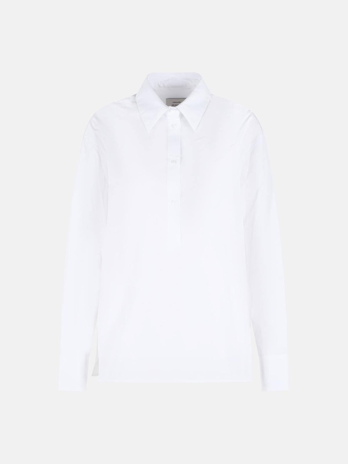 LOULOU DE SAISON 'Colin' Oversize White Cotton Polo Shirt