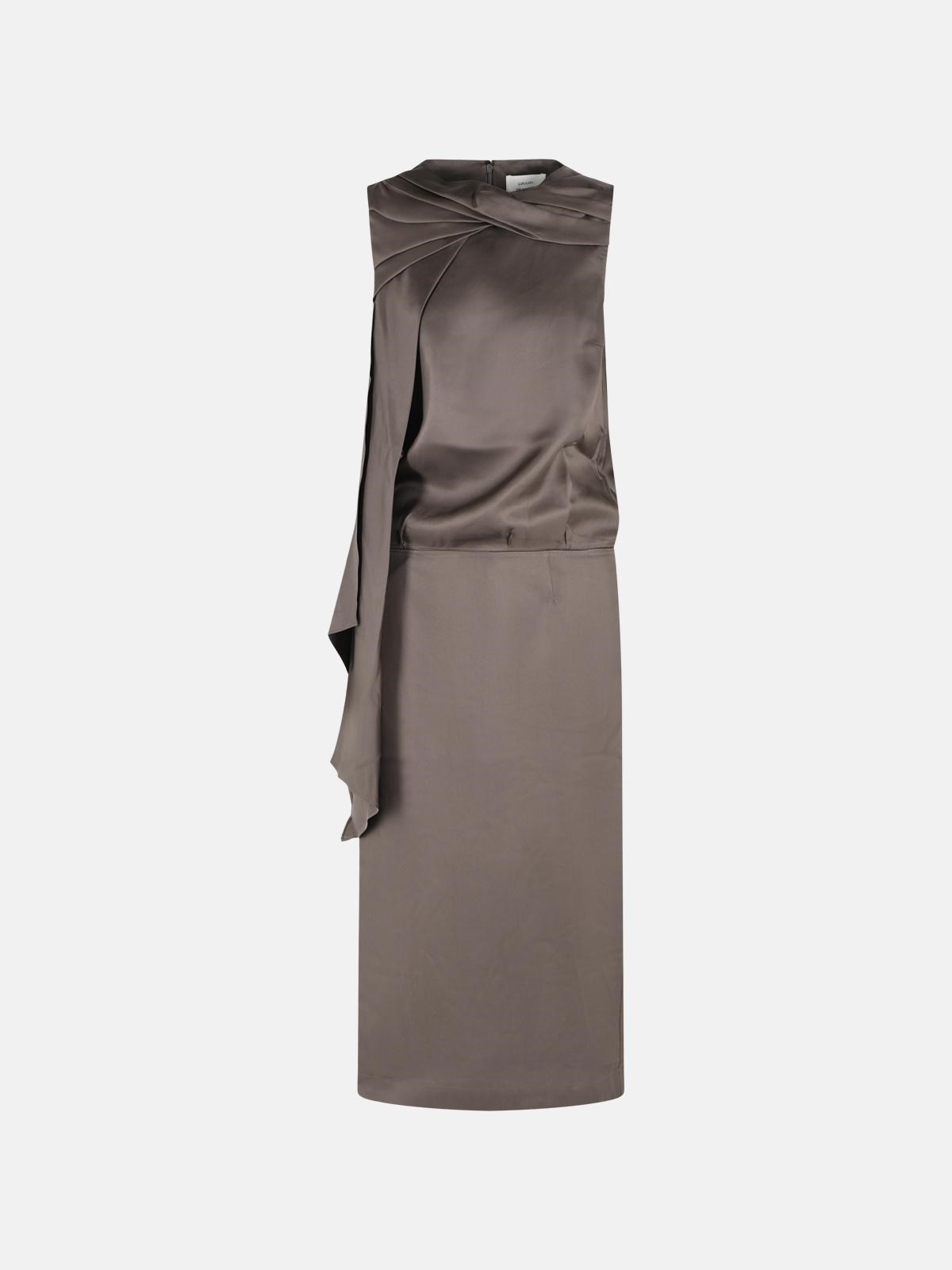 Loulou De Saison 'izia' Brown Silk Midi Dress