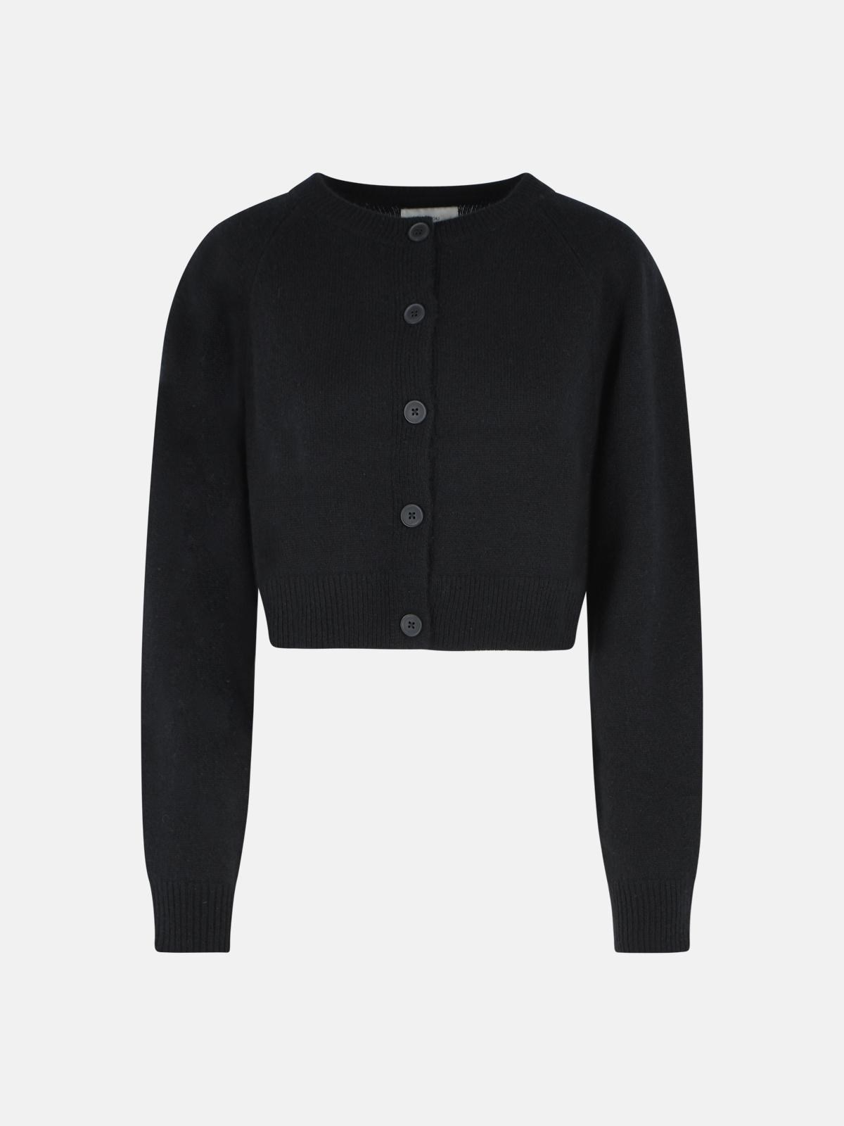 Loulou De Saison 'heike' Cropped Black Cashmere Cardigan