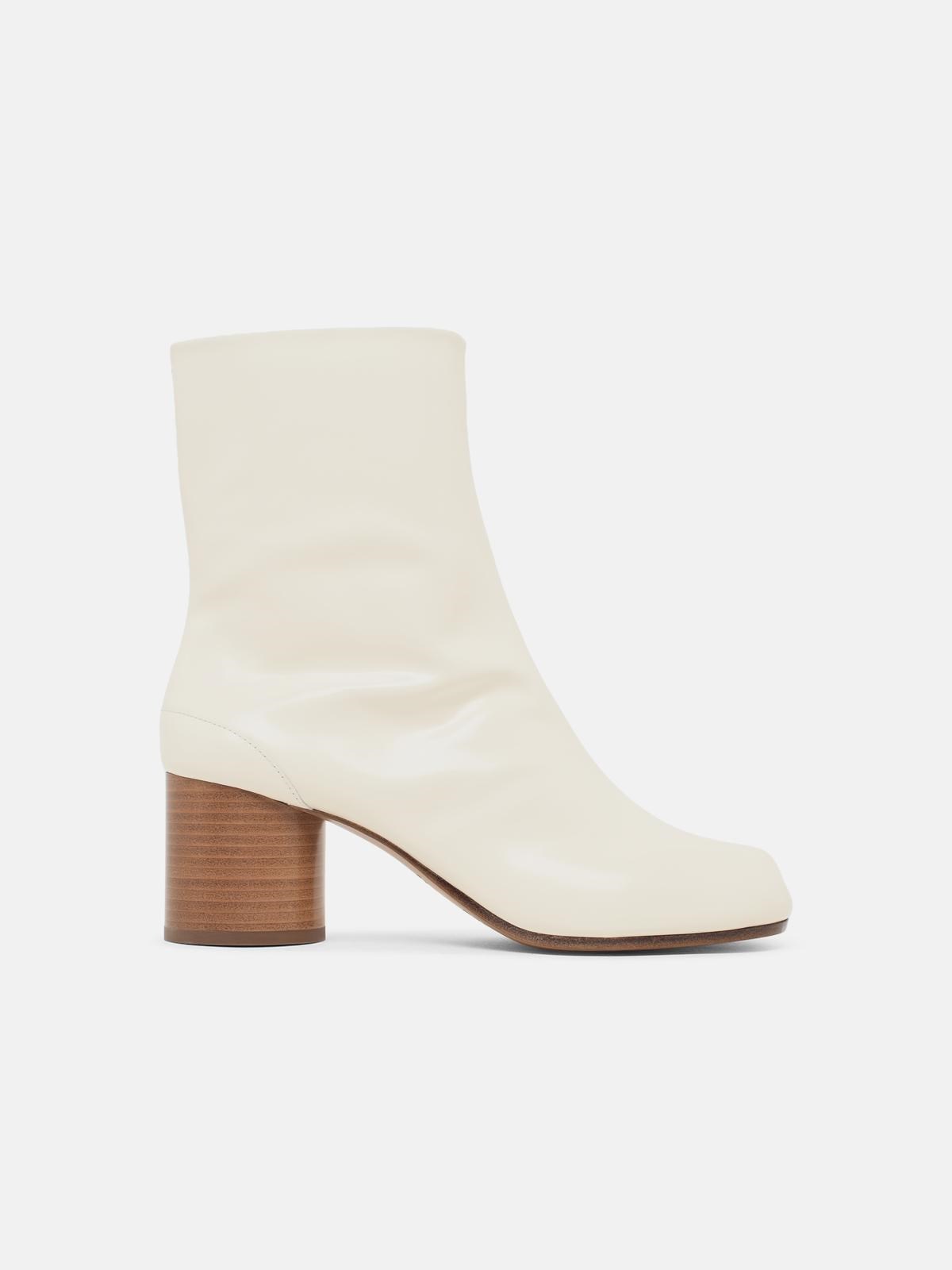 MAISON MARGIELA 'Tabi' White Leather Ankle Boots