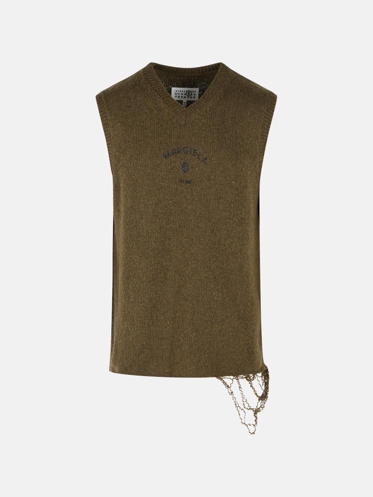 MM6 MAISON MARGIELA Green Wool Blend Vest　MM6 MAISON MARGIELA グリーン ウール ブレンド ベスト MM6