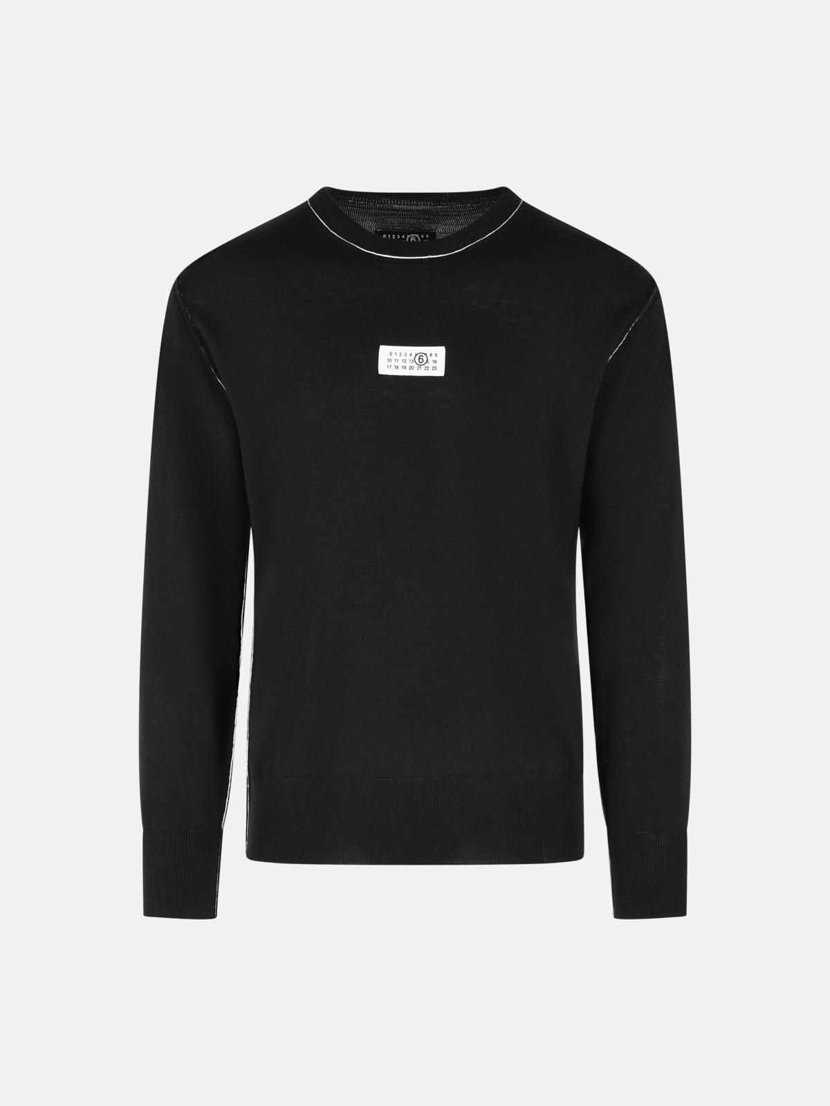 MM6 MAISON MARGIELA Black Virgin Wool Blend Sweater　MM6 MAISON MARGIELA ブラック バージン ウール ブレンド セーター MM6