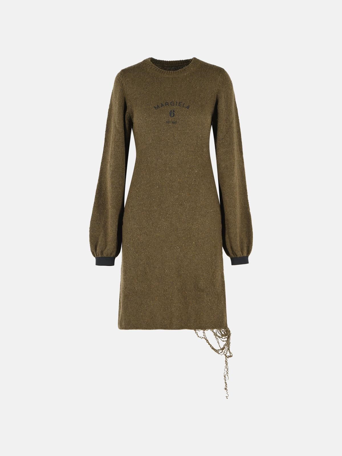 MM6 MAISON MARGIELA Green Wool Blend Midi Dress