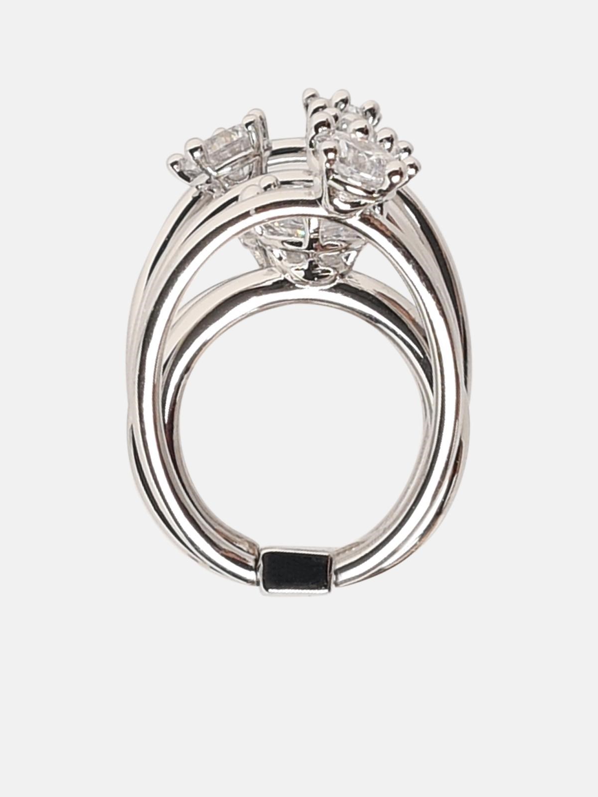Panconesi Orbit Diamond' Silver Brass Ring