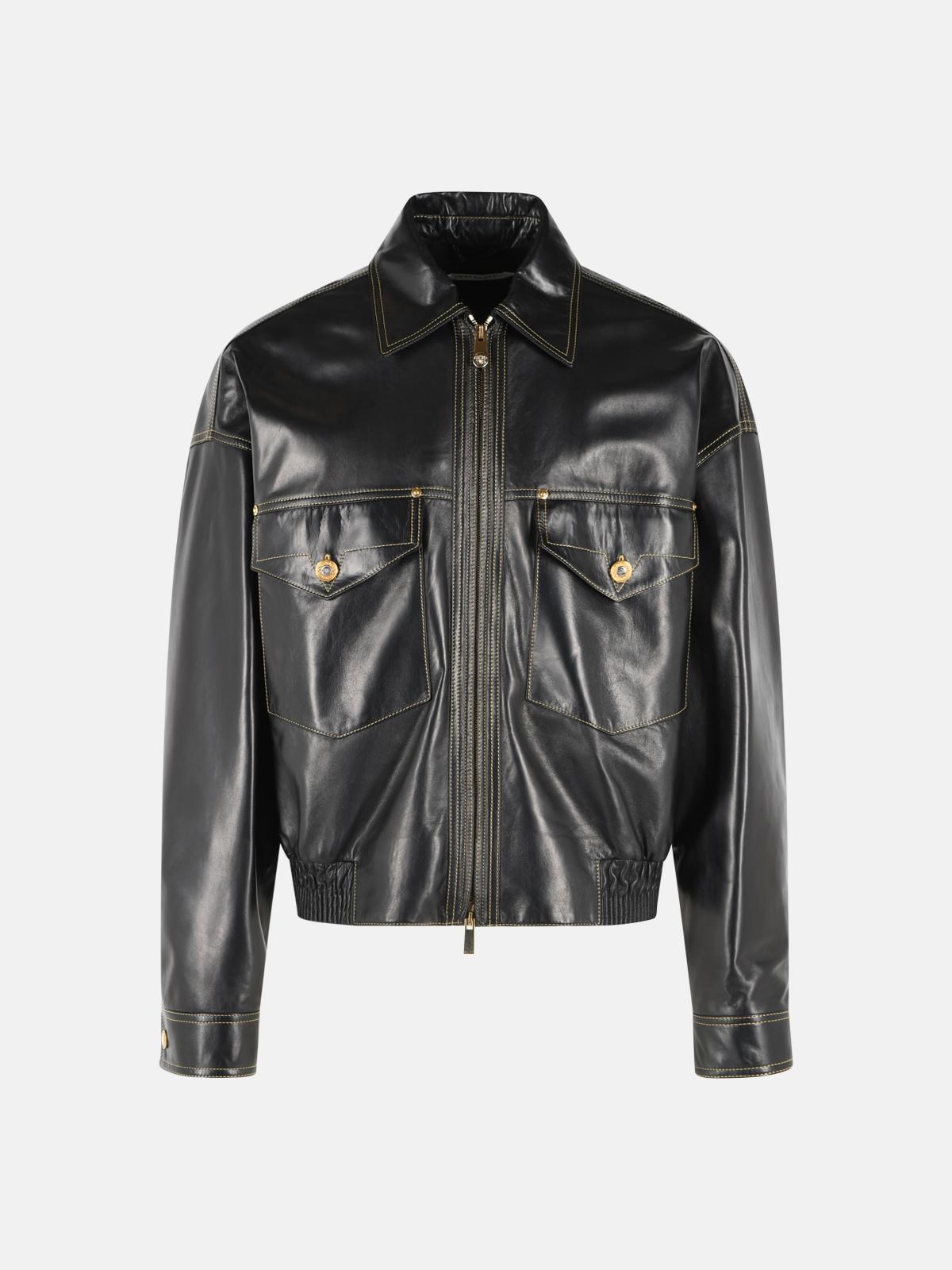 VERSACE Black Leather Jacket