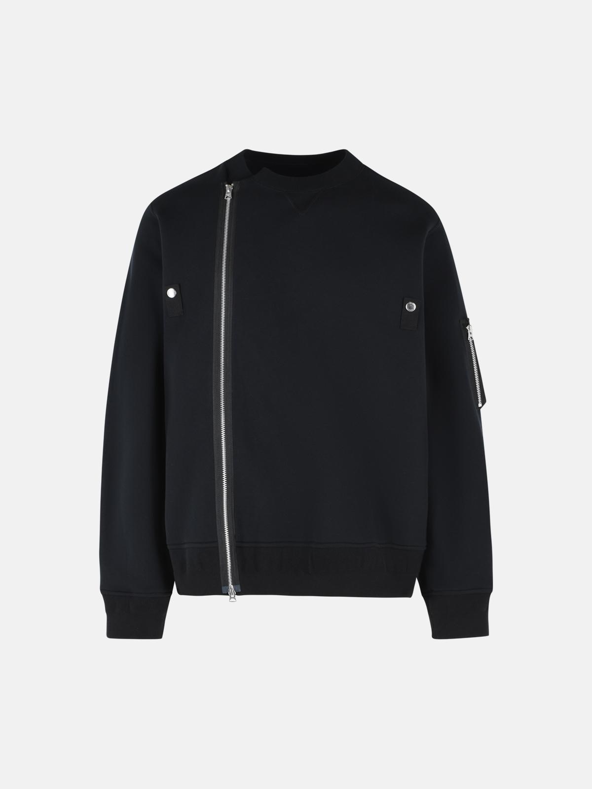 Sacai Black Cotton Blend Sweatshirt