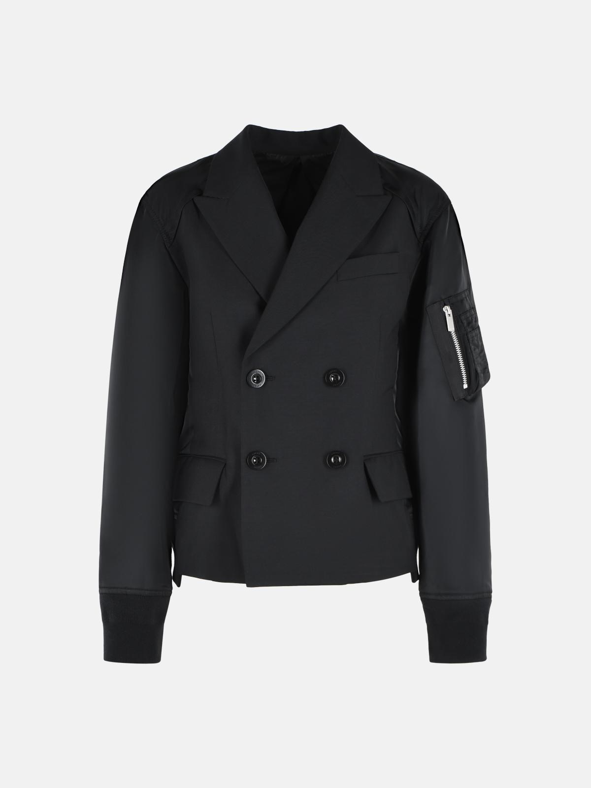 Sacai Black Wool Blend Blazer