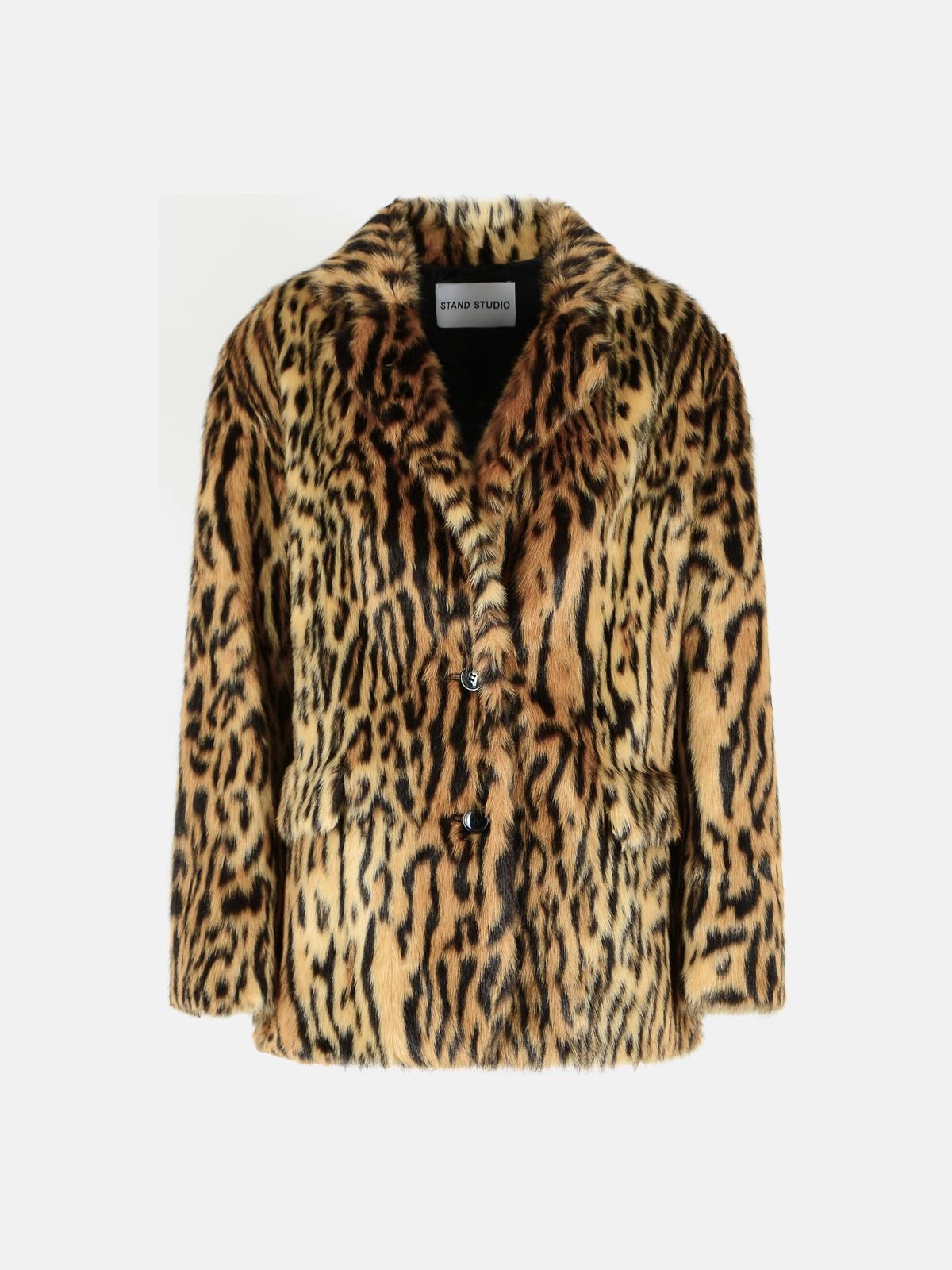 STAND STUDIO 'Emmie' Leopard Print Faux Fur Blazer