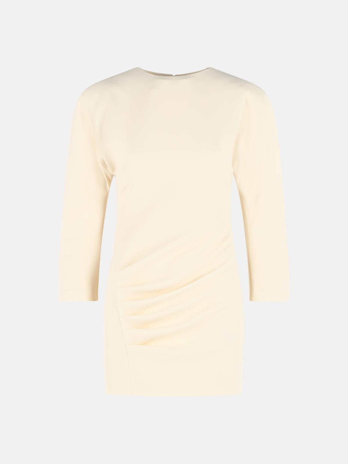 THE ANDAMANE 'New Amanda' Mini Dress In Milk Polyester
