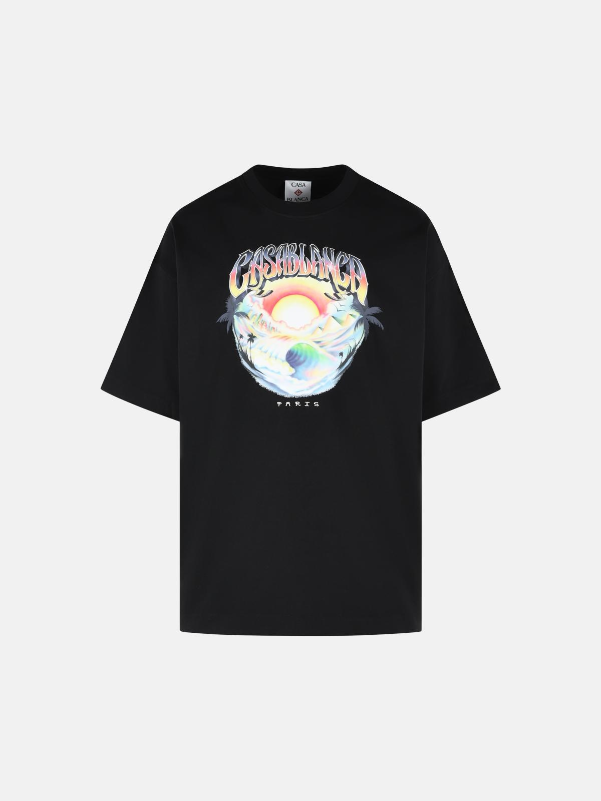 CASABLANCA 'Casa Airspray' Black Cotton T-Shirt　カサブランカ Casa Airspra​​y ブラック コットン T シャツ CASABLANCA