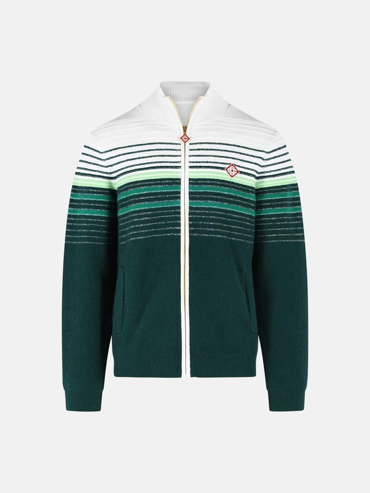 CASABLANCA Green Cotton Blend Sporty Jacket With Zip　カサブランカ グリーン コットン ブレンド スポーティ ジャケット ウィズ CASABLANCA