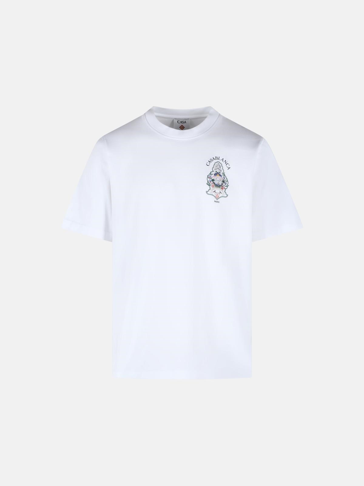 CASABLANCA 'Hotel Emblem' White Cotton T-Shirt　カサブランカ ホテル エンブレム ホワイト コットン T シャツ CASABLANCA
