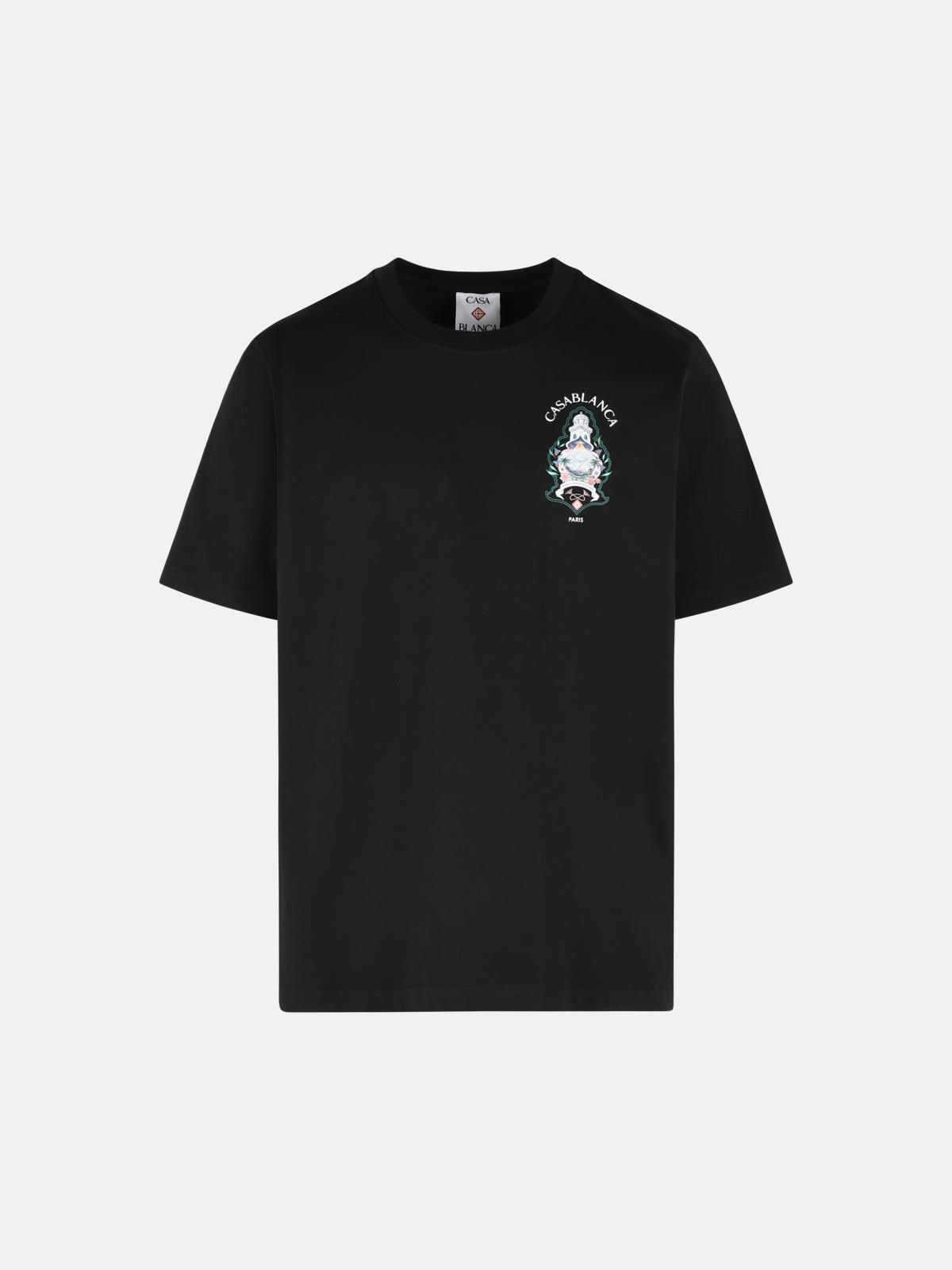 CASABLANCA 'Hotel Emblem' Black Cotton T-Shirt　カサブランカ ホテル エンブレム ブラック コットン T シャツ CASABLANCA
