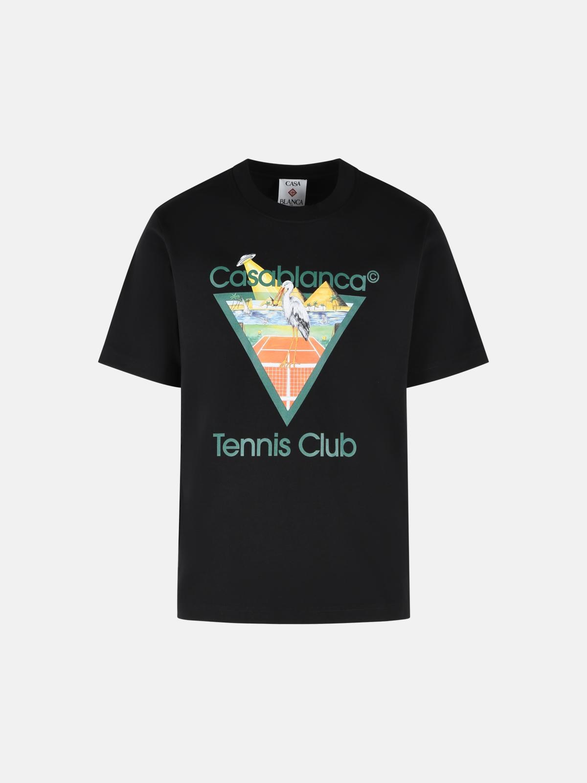 CASABLANCA 'Tennis Club Triangle' Black Cotton T-Shirt　カサブランカ テニス クラブ トライアングル ブラック コットン T シャツ CASABLANCA