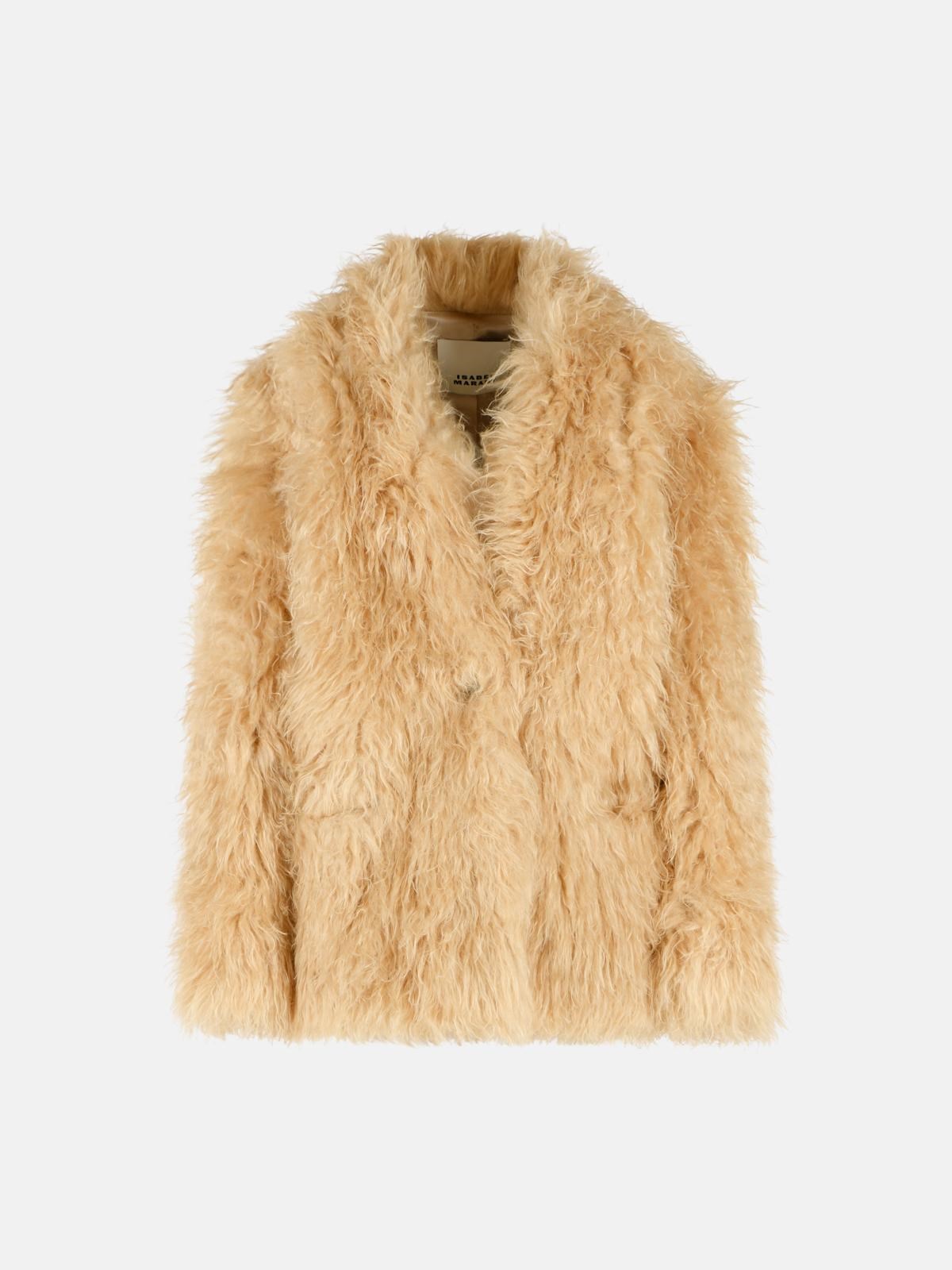 ISABEL MARANT 'Mylae' Beige Polyester Fur Coat
