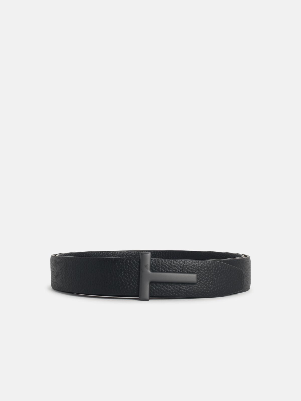 TOM FORD TOM FORD 'T Icon' Black Leather Belt　トム フォード「T アイコン」ブラック レザー ベルト