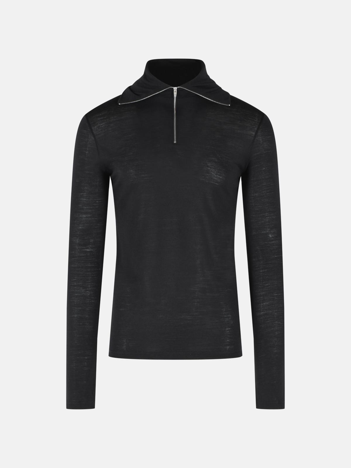 JIL SANDER Black Virgin Wool Blend T-Shirt