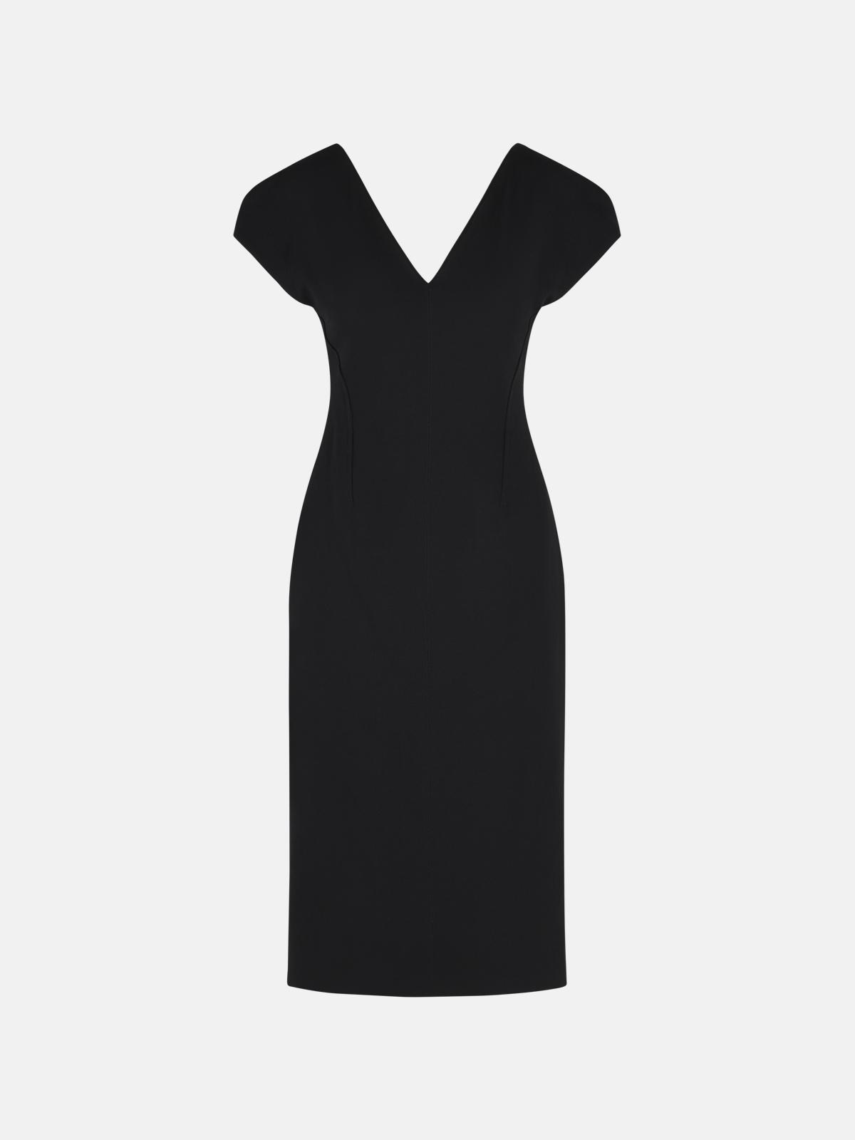 JIL SANDER Black Virgin Wool Midi Dress