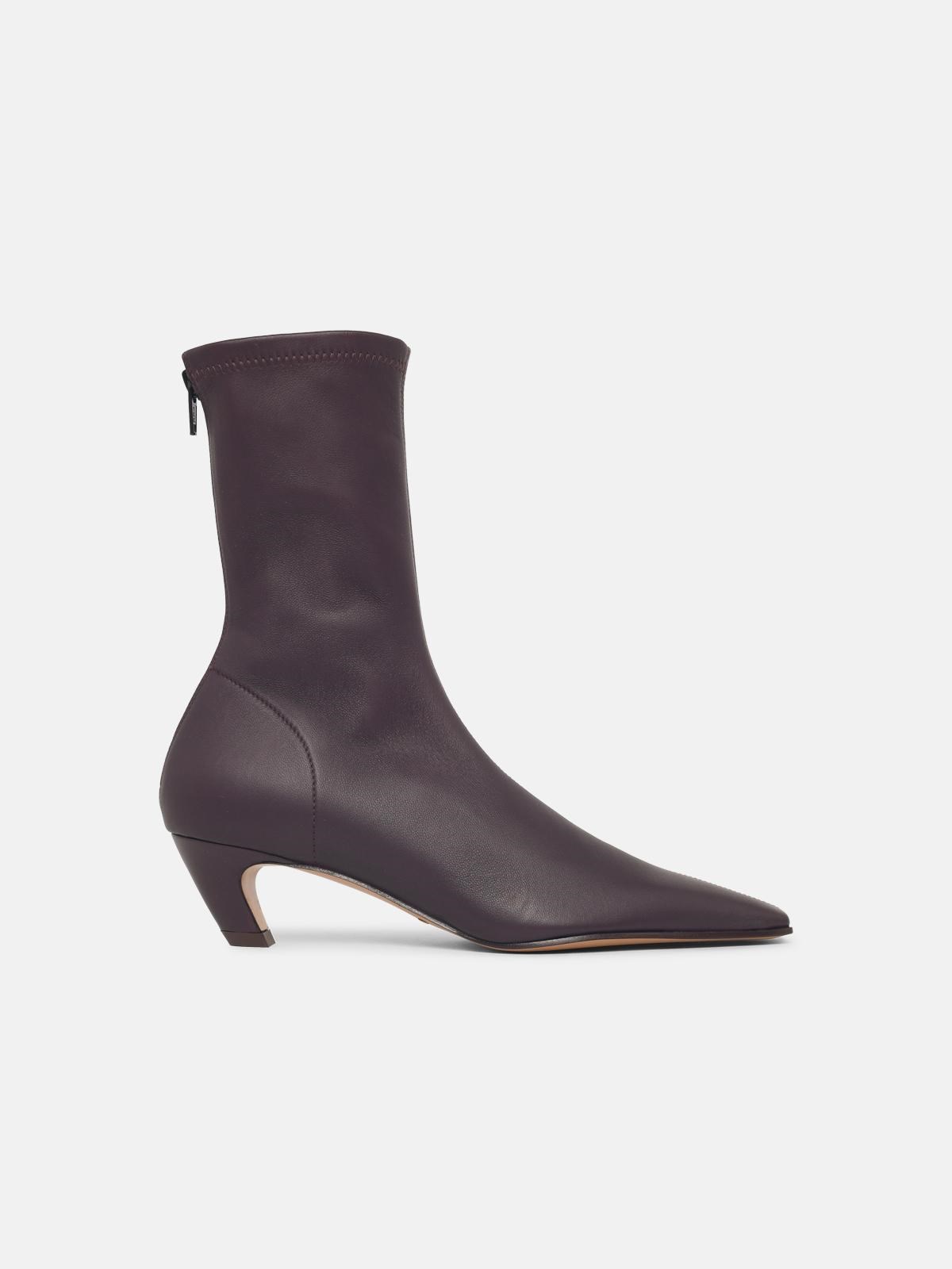 Khaite 'arizona' Burgundy Leather Ankle Boots